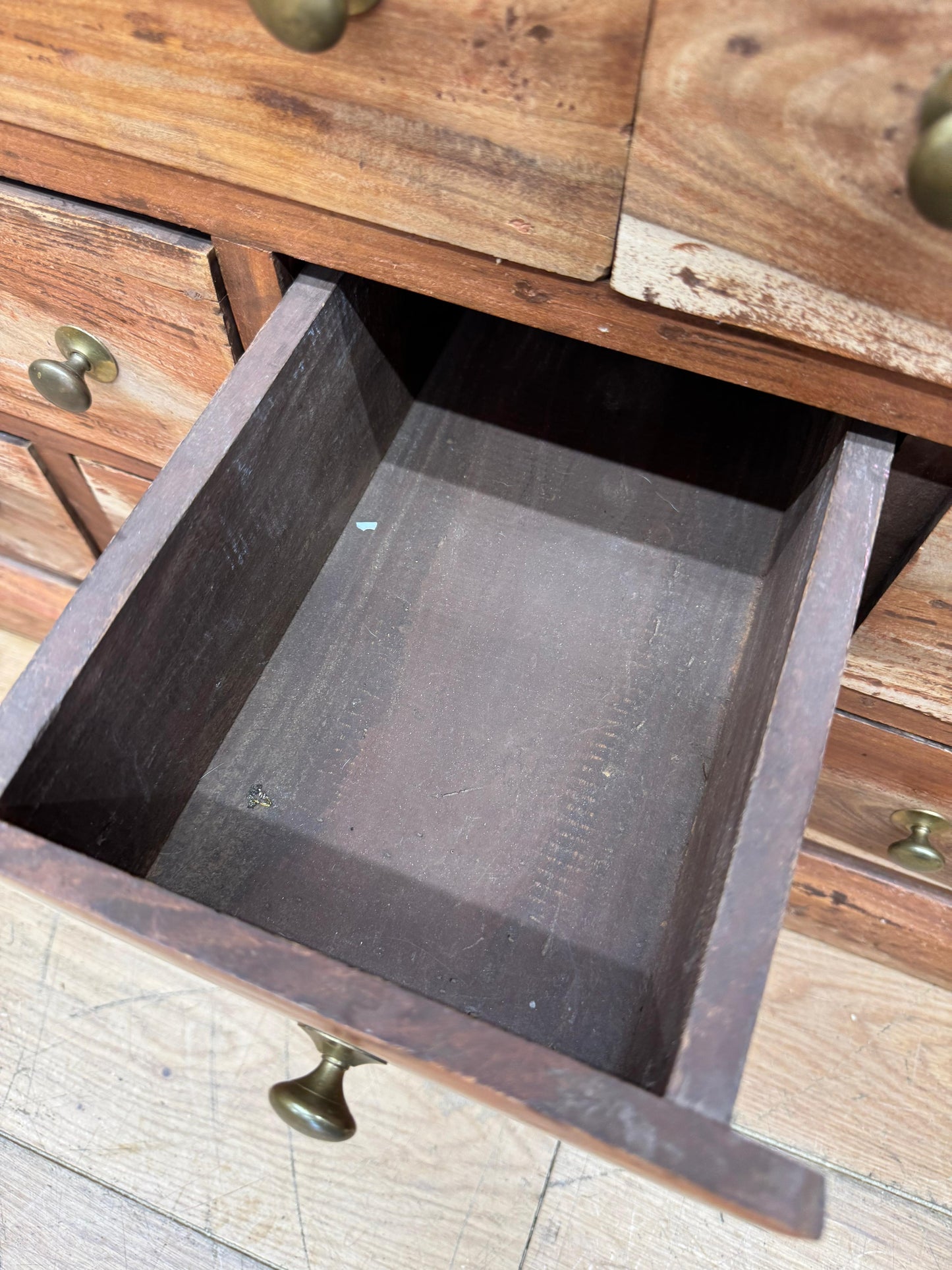 Vintage Rustic Hardwood Multi Drawer Sideboard Apothecary Storage Cabinet