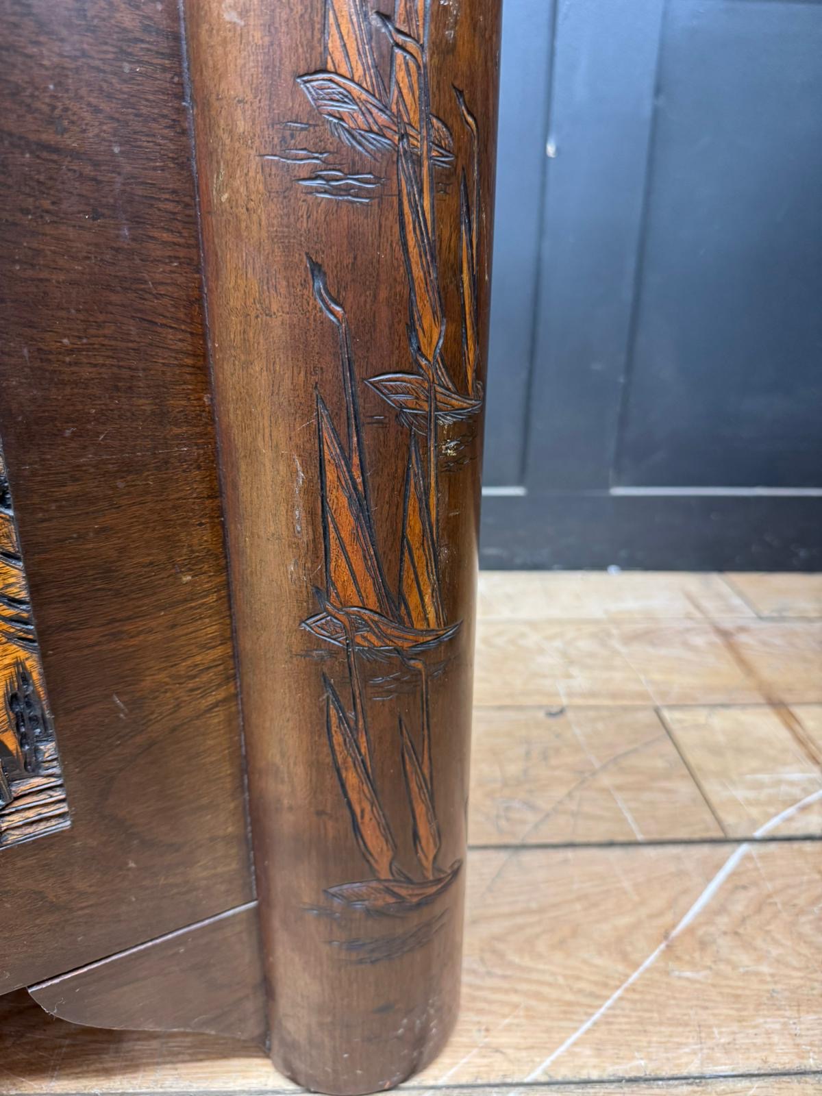 Mid-Century Chinese Carved Camphorwood Blanket Chest Trunk Box Coffee Table