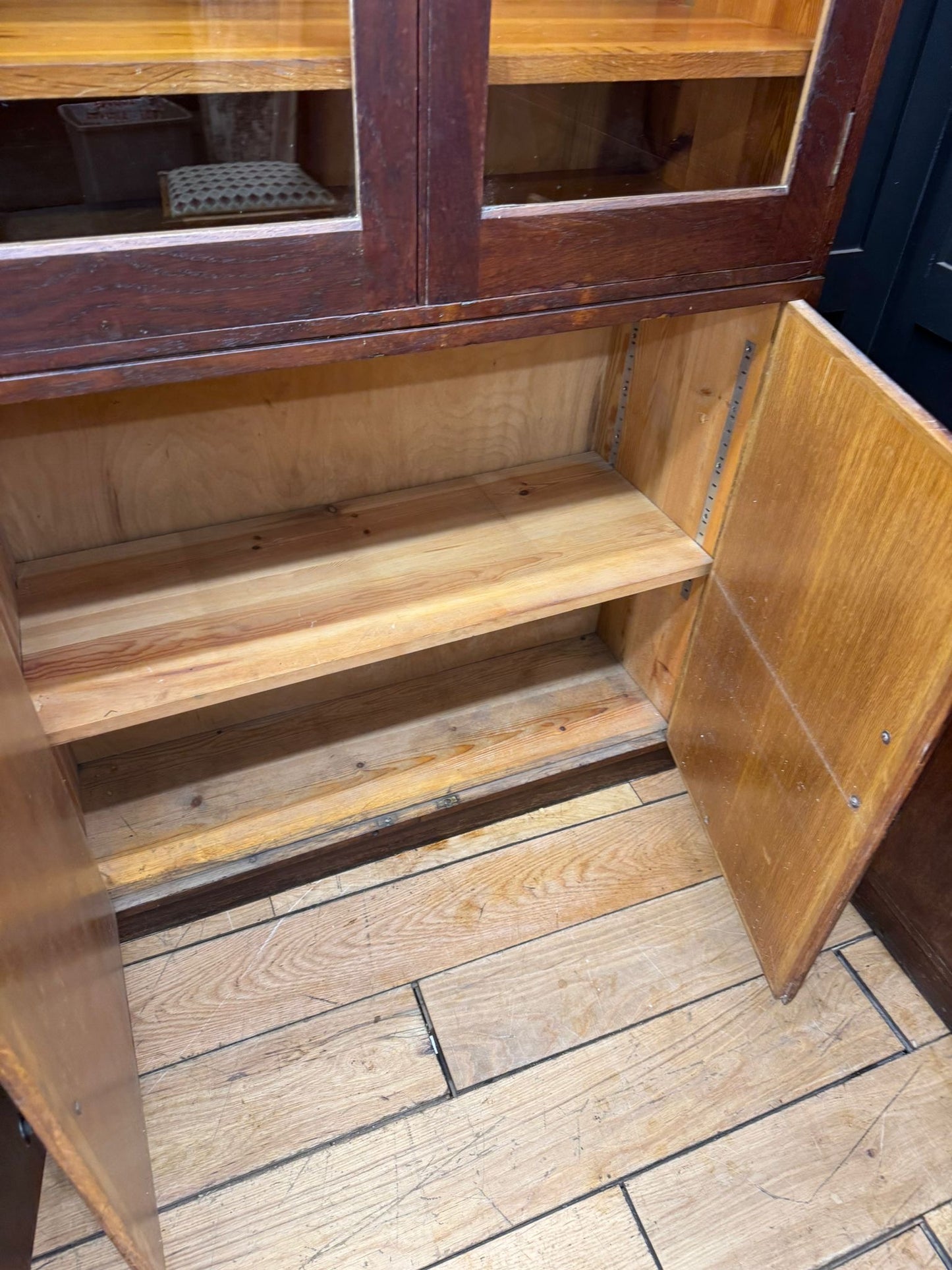 Vintage Oak Triple School Science Cupboard Cabinet – Pantry or Kitchen Storage