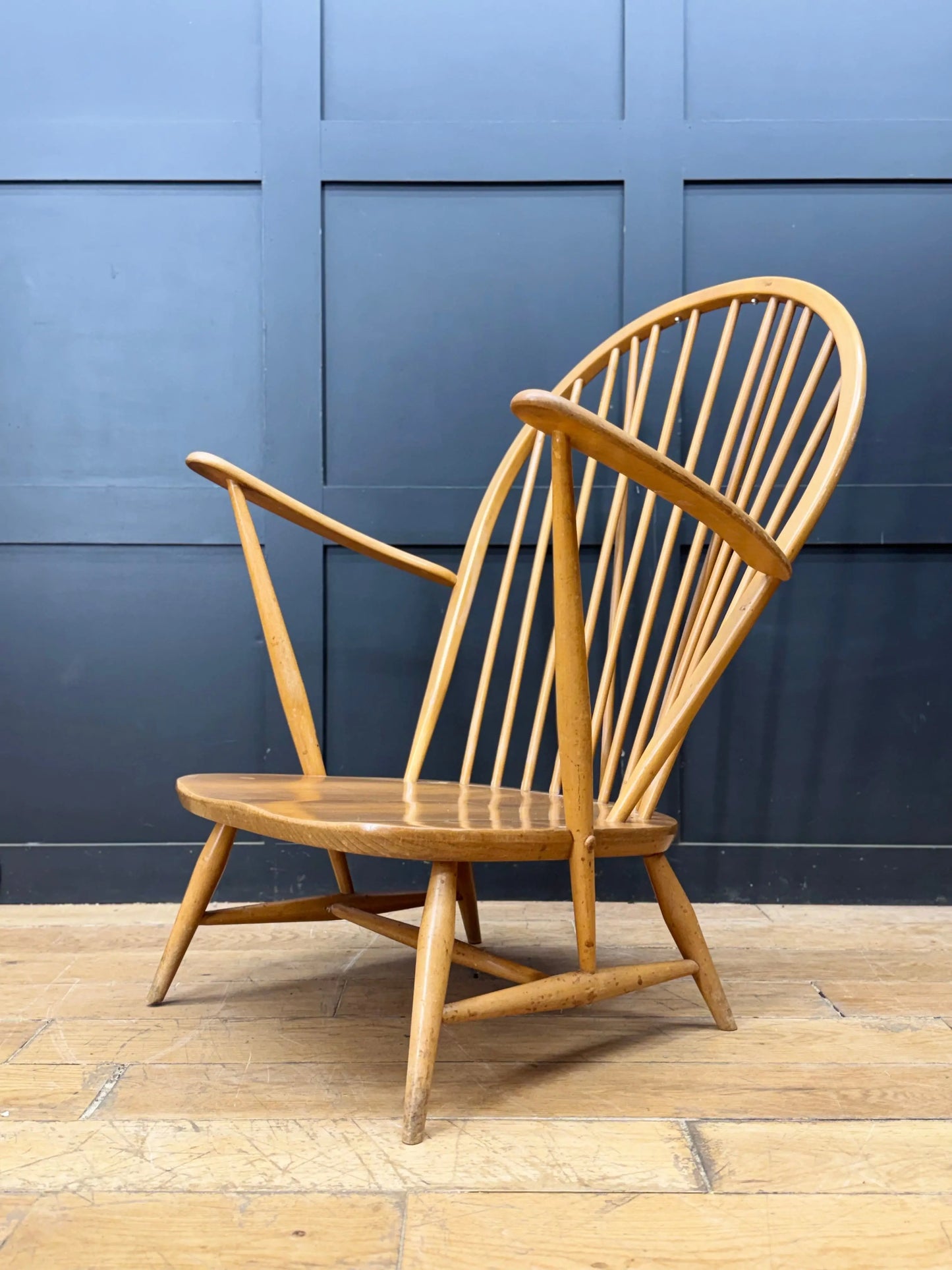 Vintage Ercol 317 Grandfather Chair Mid Century Retro Elm Windsor Armchair