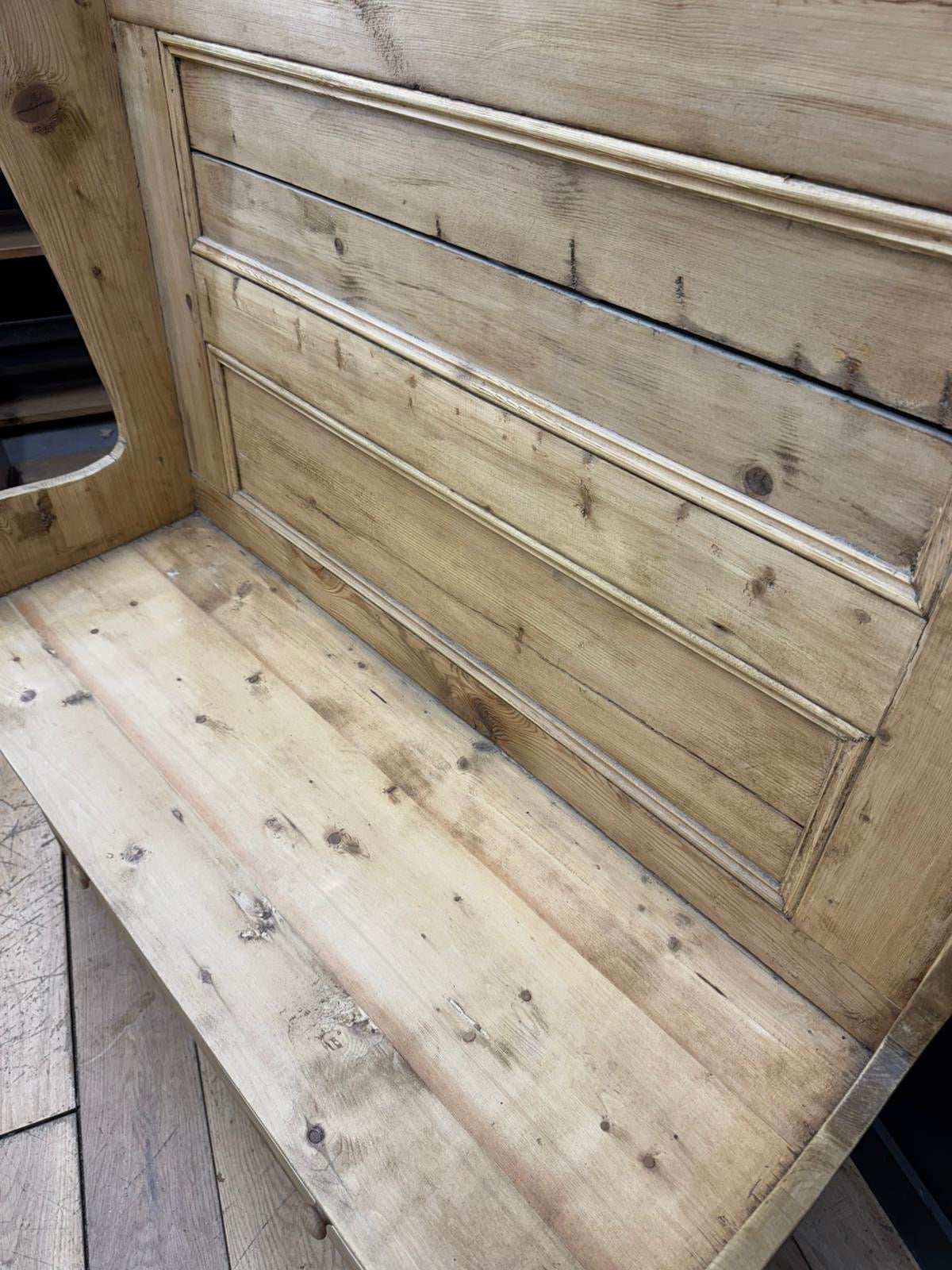 Vintage Pine Monks Bench with Drawer/ Rustic Hallway Storage Seat