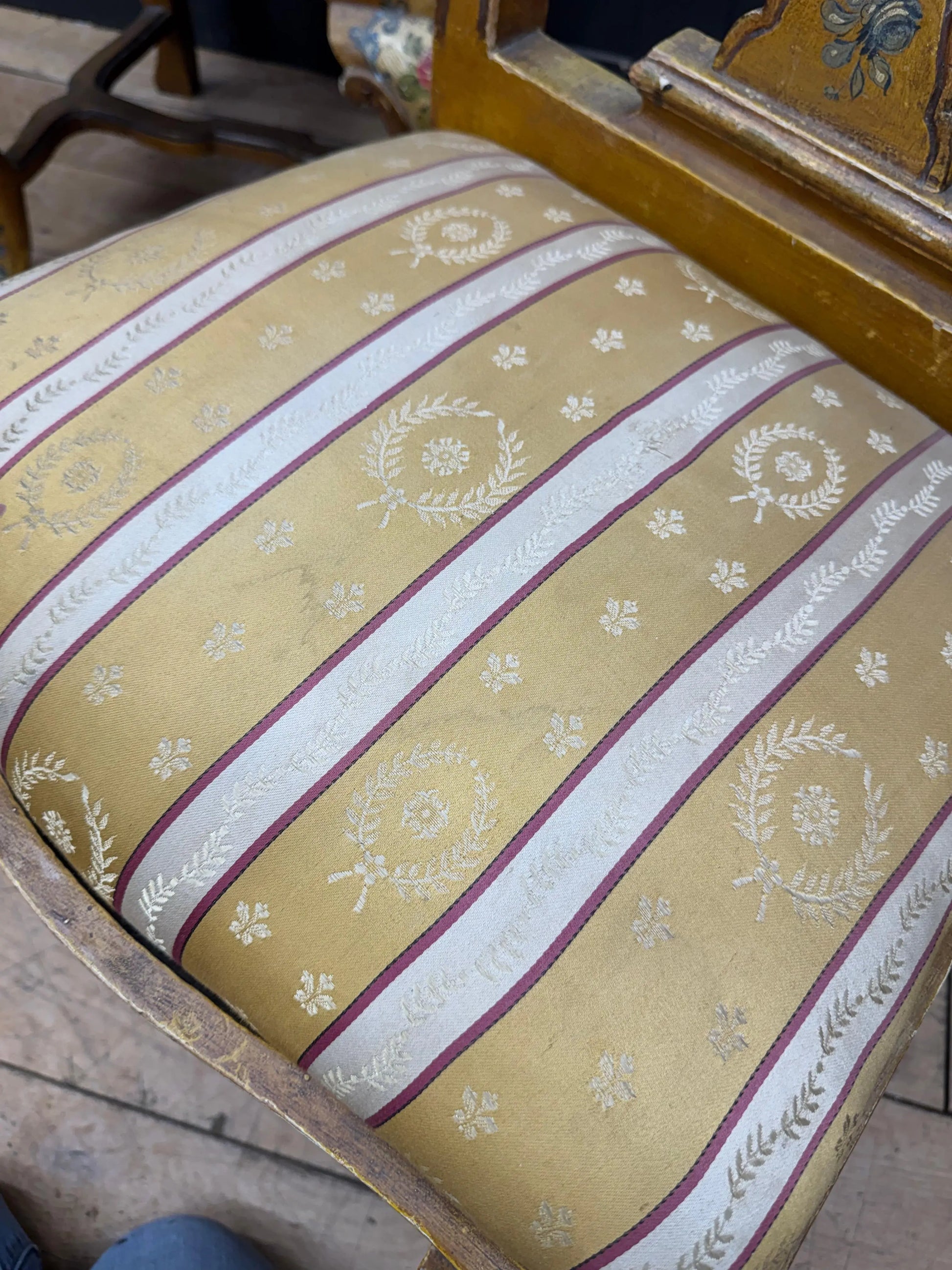 Antique Pair Italian Polychrome Painted Dining Chairs Accent Chairs Venetian RUSTIC WAREHOUSE NORFOLK