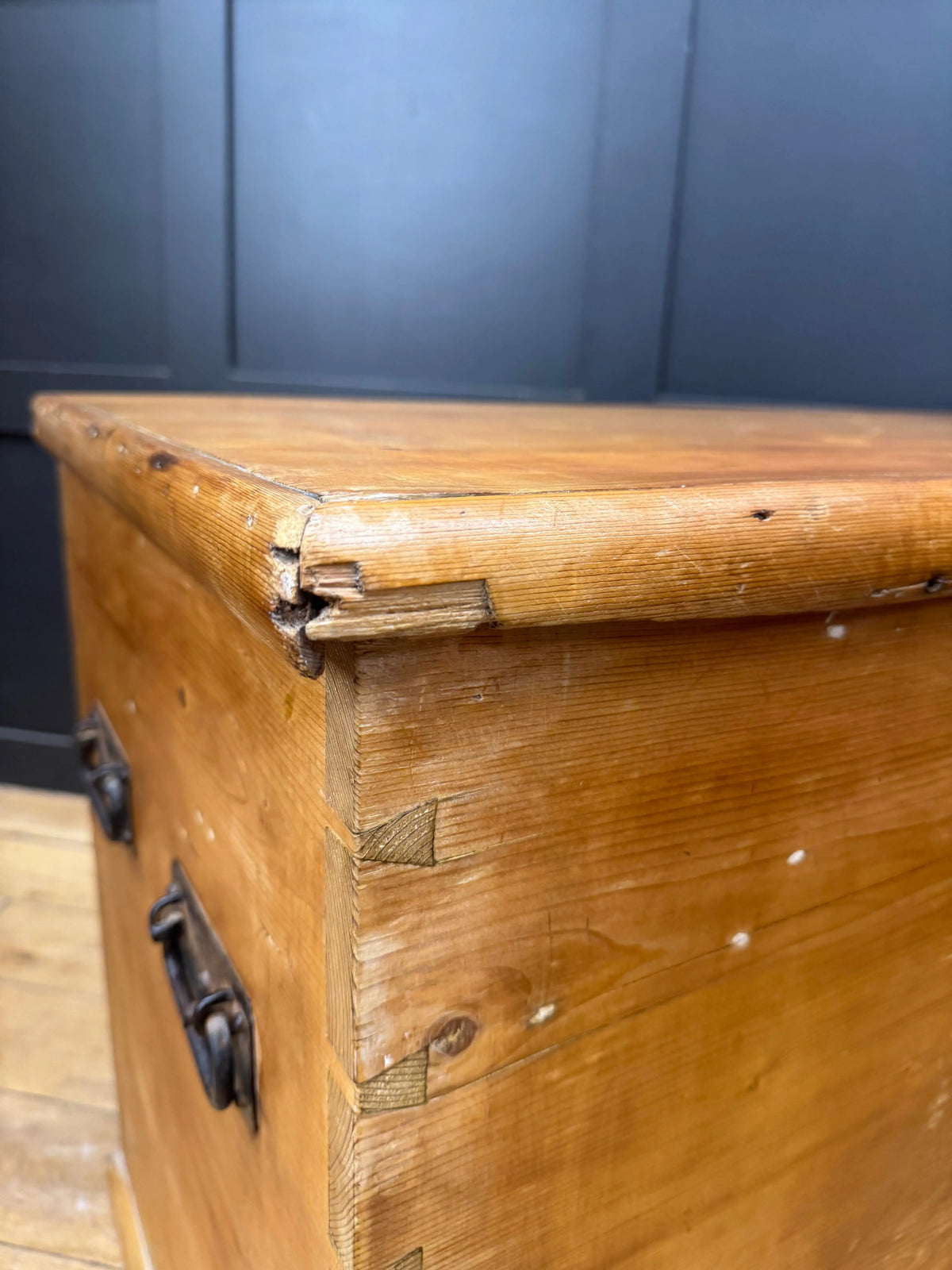 Antique Victorian Pine Mule Chest Blanket Box Storage Trunk Drawers TV Stand