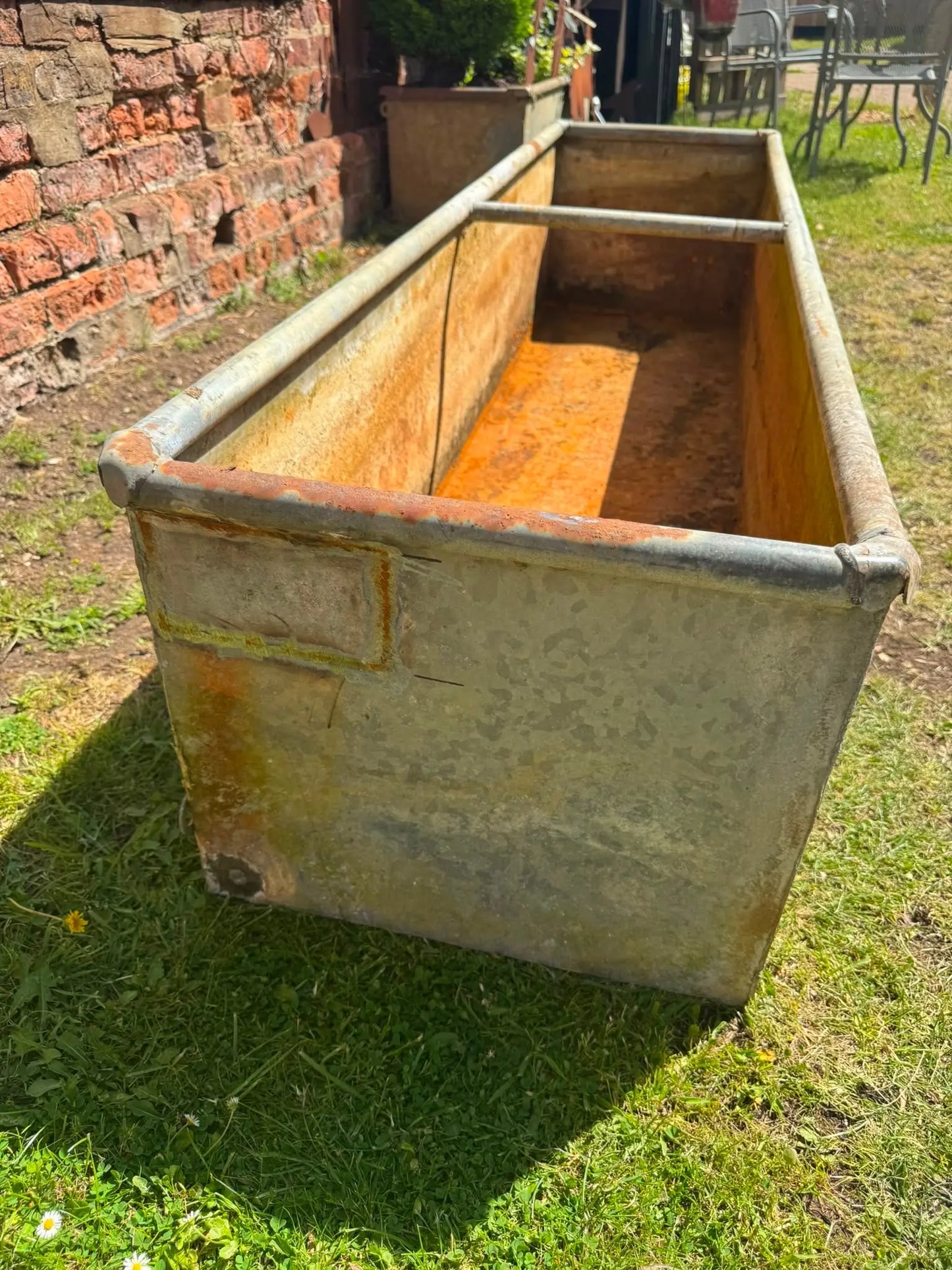 Reclaimed Galvanised Trough Large Planter /  Raised Flower Bed Plant Tree Pot T6