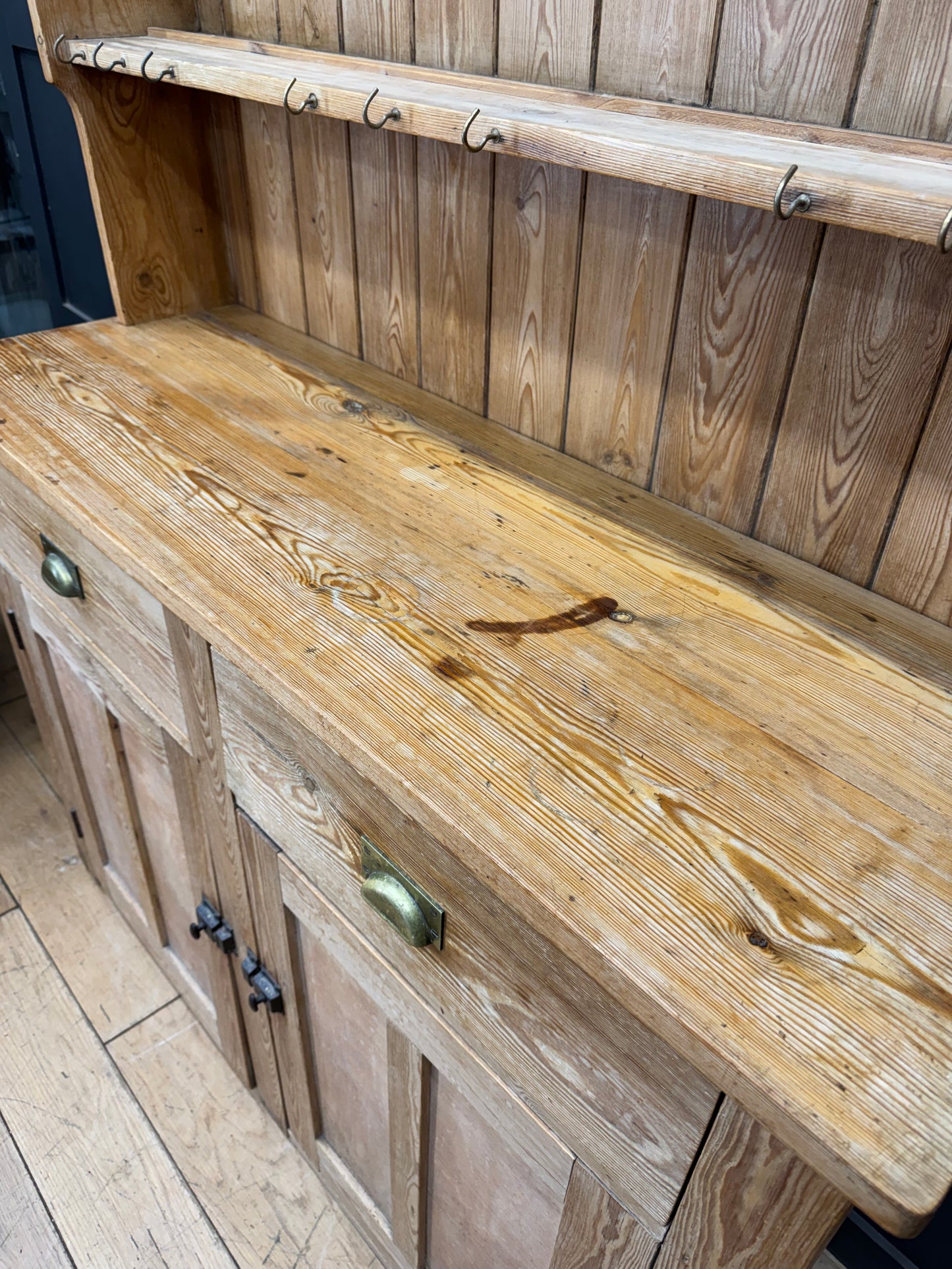 Antique Pine Kitchen Dresser Cabinet Cupboard Storage Pantry Drawers Shelves