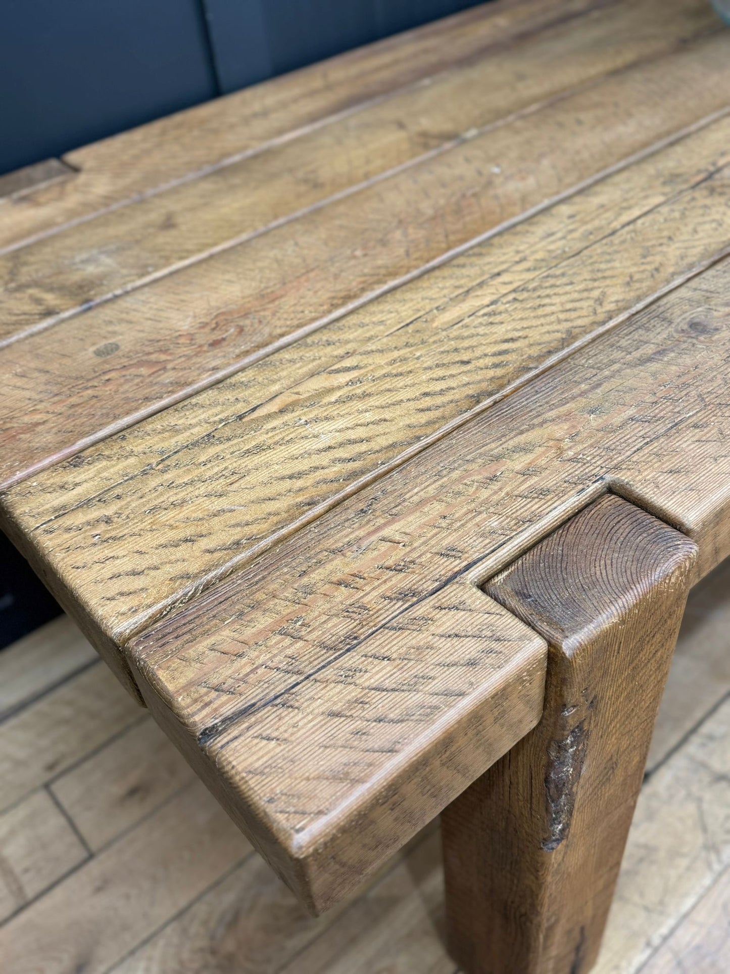 Huge Reclaimed Pine Farmhouse Refectory Dining Kitchen Table – 274cm