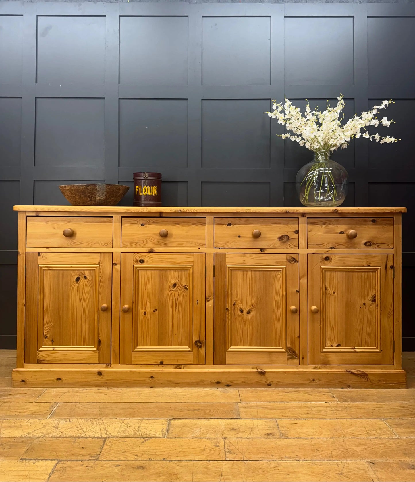 Large Solid Pine Kitchen Sideboard 4 Door 4 Drawer Rustic Farmhouse