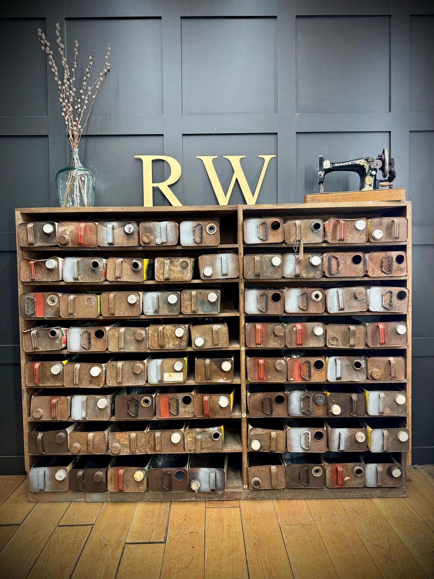 Large Rustic Antique Pitch Pine Bookcase Storage Shelving Unit / Reclaimed Barn