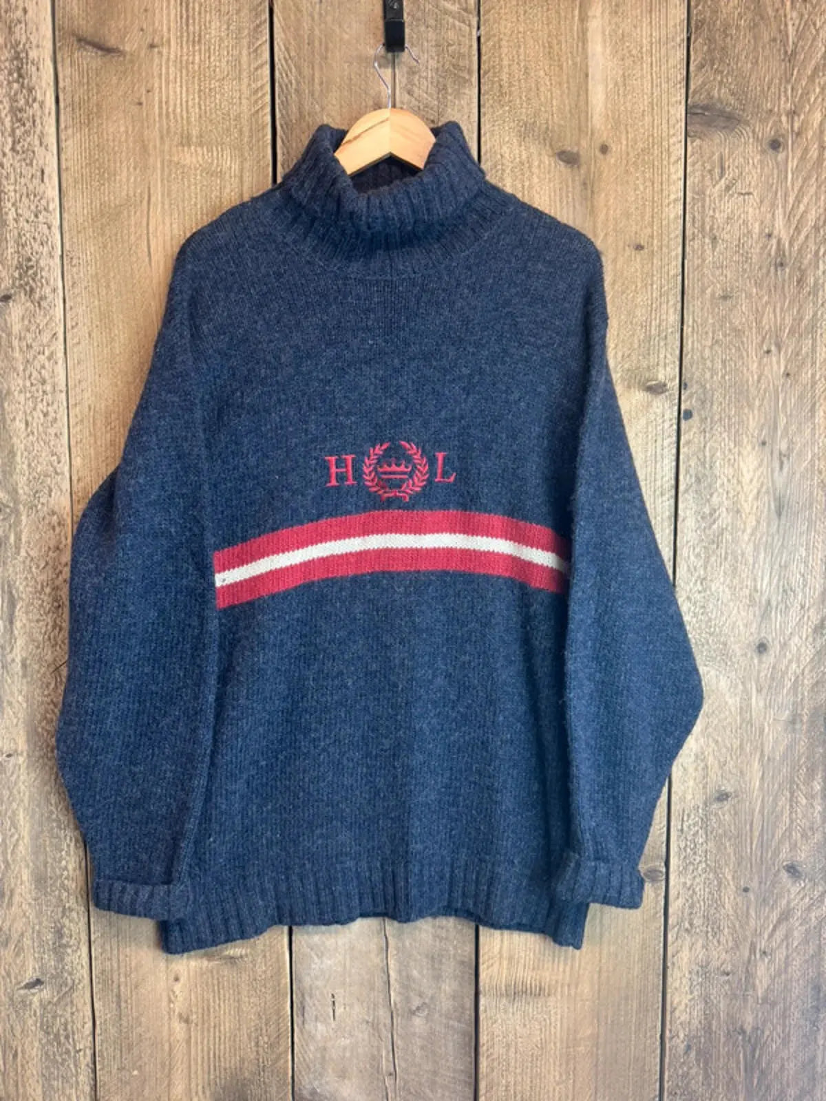 Original 1990s Henri Lloyd 100% wool oversized roll neck jumper sweater medium Henri Lloyd
