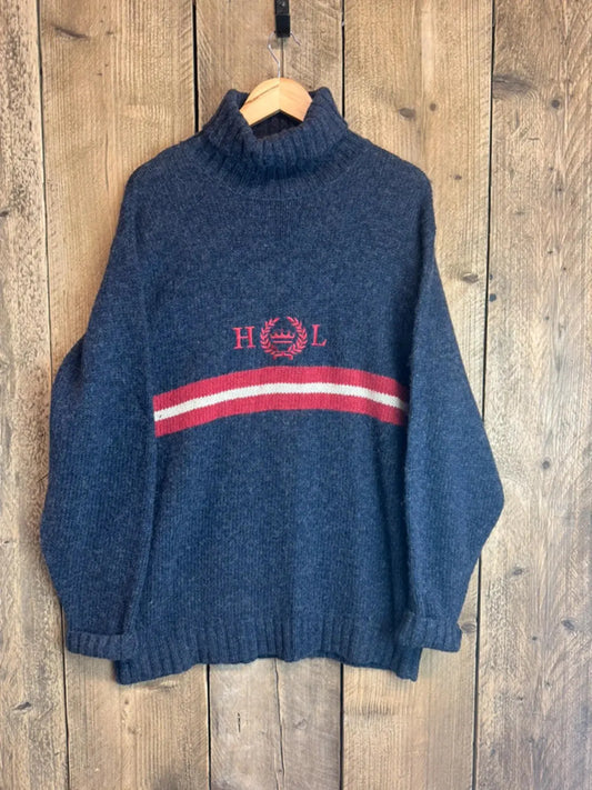Original 1990s Henri Lloyd 100% wool oversized roll neck jumper sweater medium Henri Lloyd