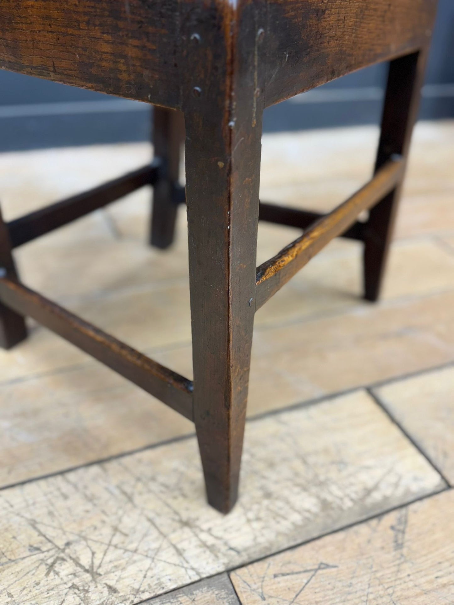 Antique Victorian Oak Slat Back Chair Country Primitive Kitchen Hall