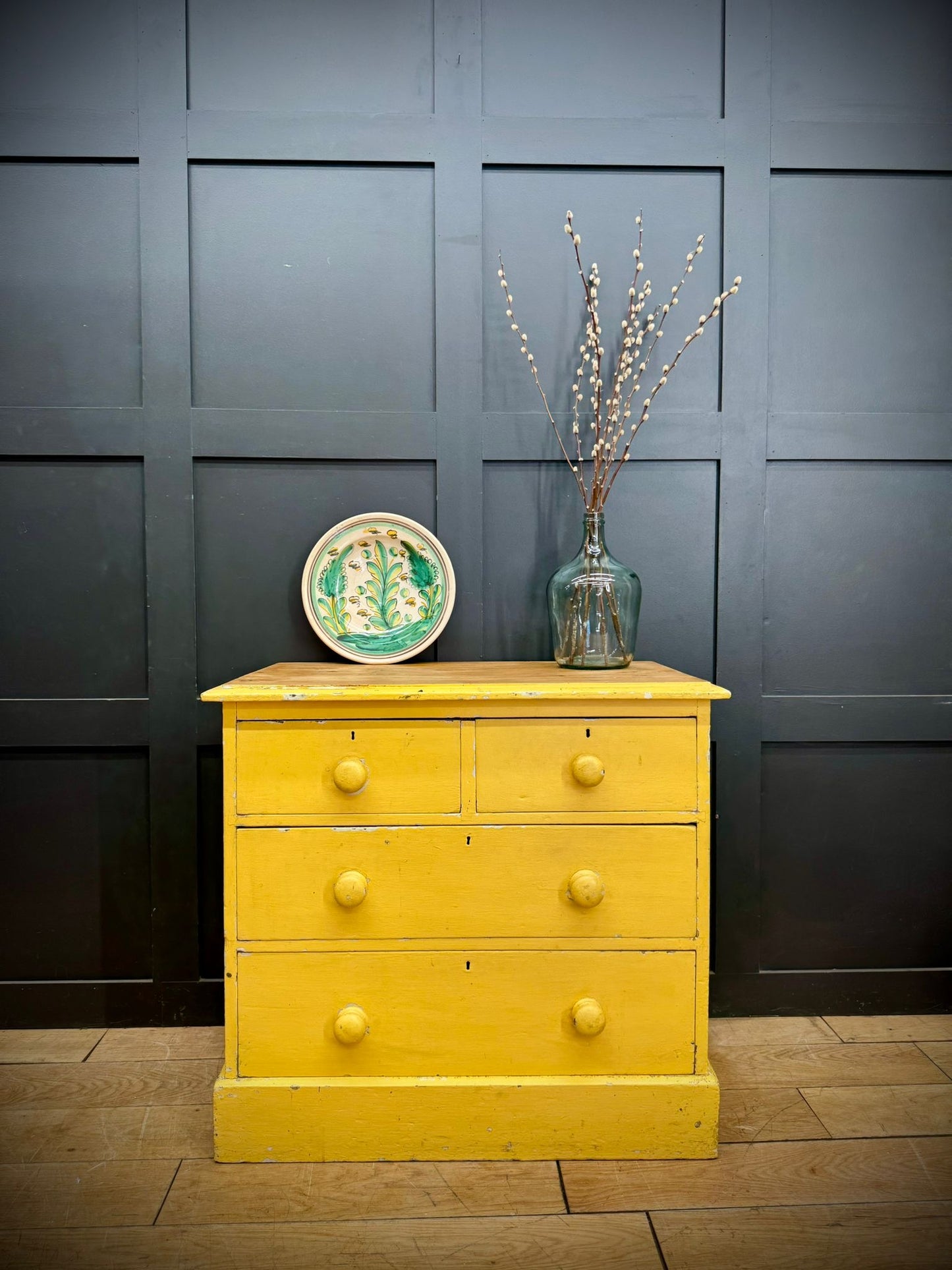 Antique Yellow Pine Chest of Drawers  – Farmhouse Bedroom Storage -Sink Stand