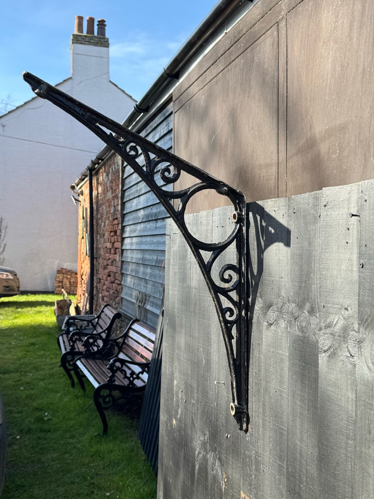 Antique 4 Greenhouse Orangery Iron Brackets /  Canopy Consoles Reclamation