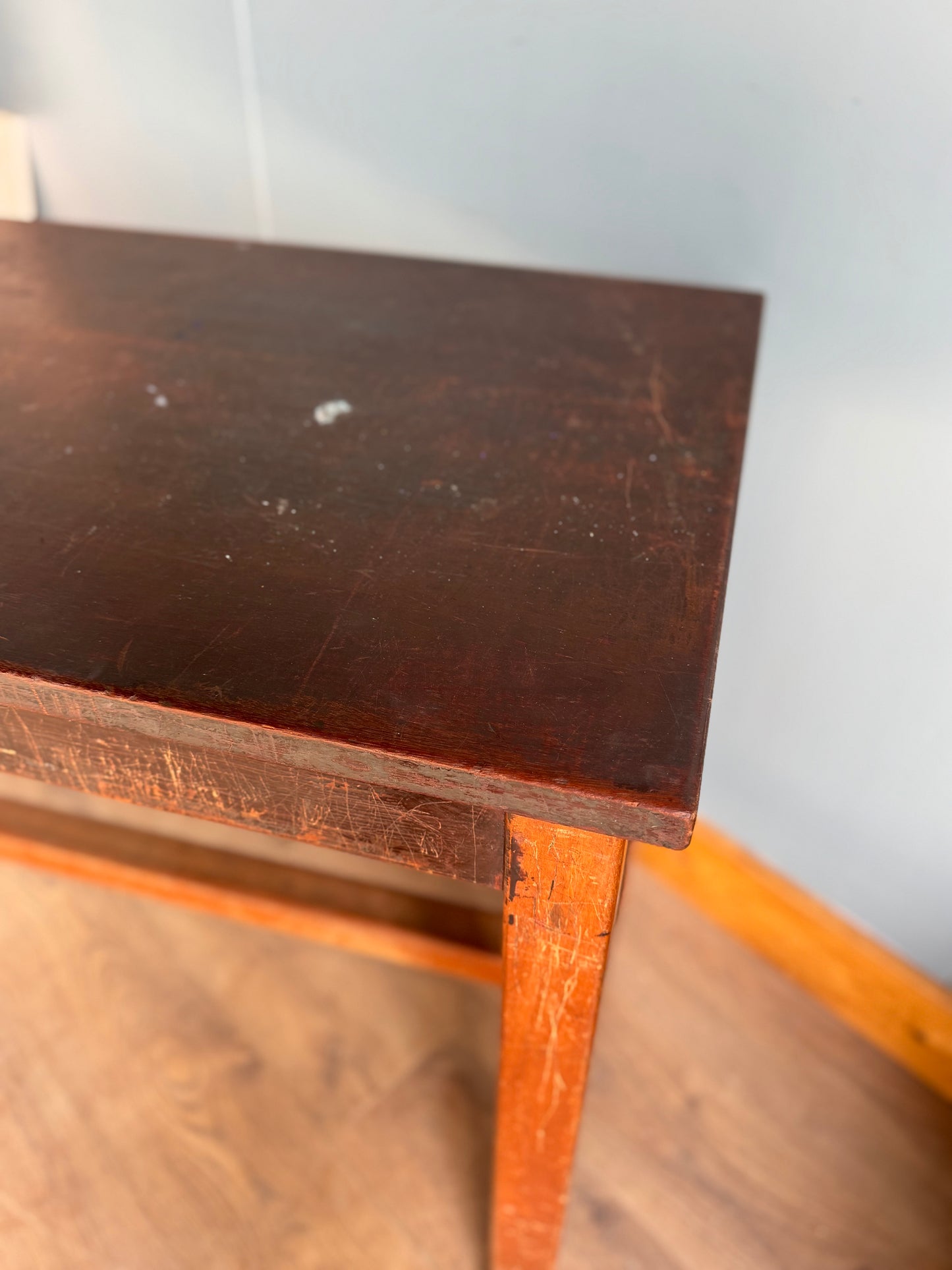 Vintage School Lab Bench Iroko Top Beech Frame Kitchen Island Prep Table Desk