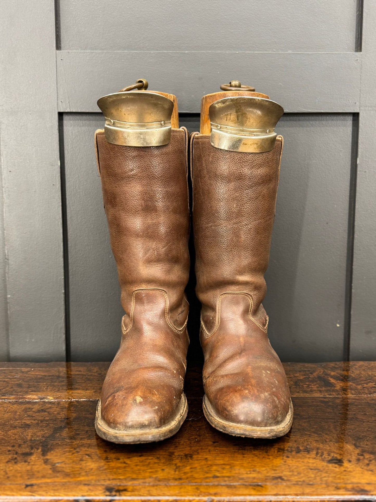 WWII Military Brown Leather Flying Army Boots with Boot Trees Jack Boots