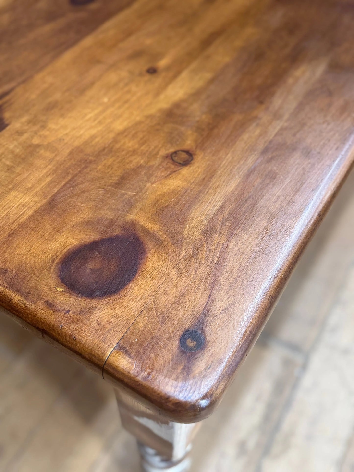 Vintage Solid Pine Farmhouse Kitchen Dining Table 2 Drawer Desk