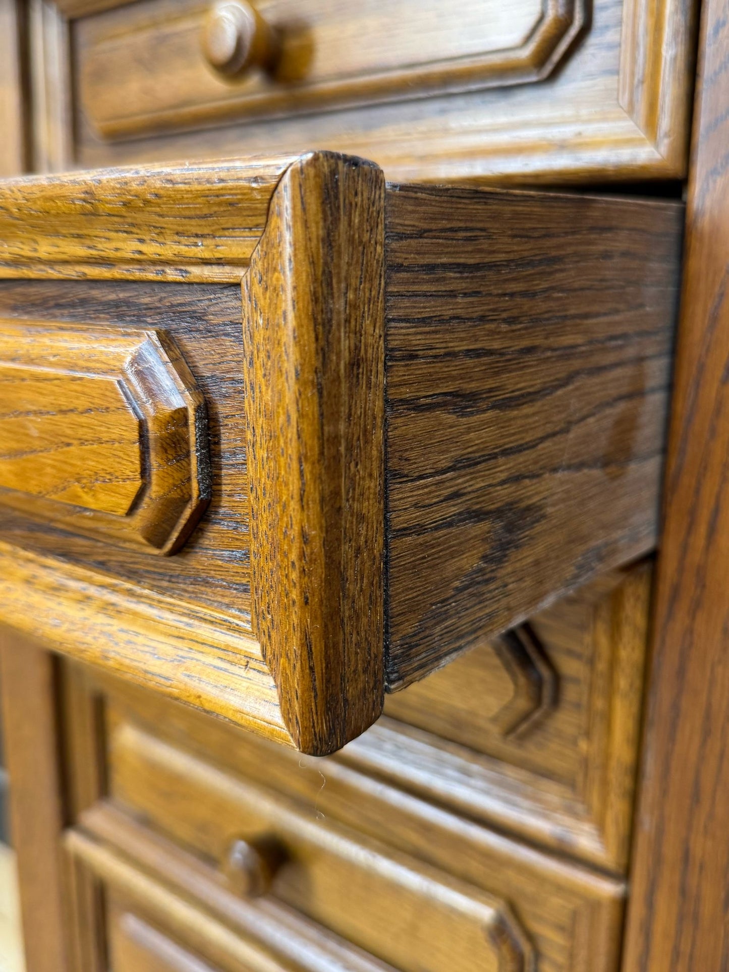 Preloved Small Slim Oak Chest Of Drawers / Bedroom Hall Storage