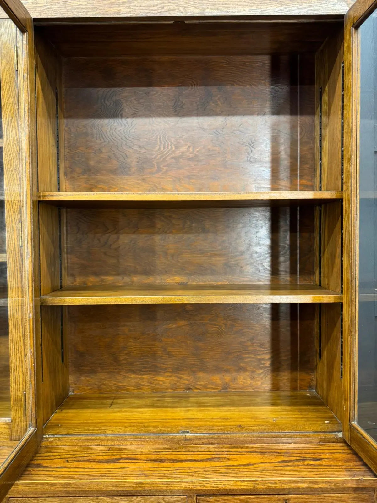 Antique Oak School Science Cabinet Glazed Display Bookcase Cupboard Pantry RUSTIC WAREHOUSE NORFOLK