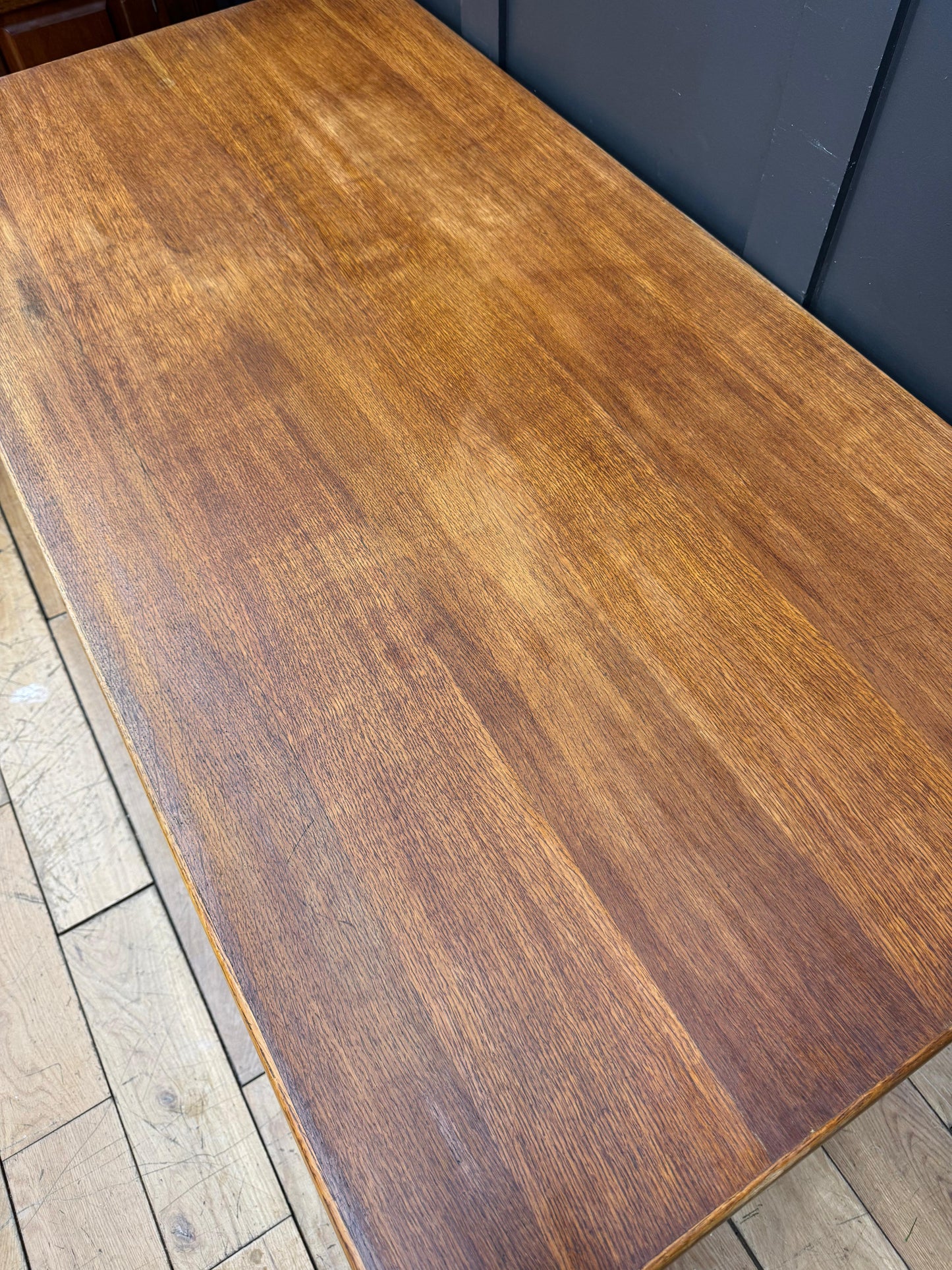 Vintage Oak Twin Pedestal Office Desk / Retro Office Furniture