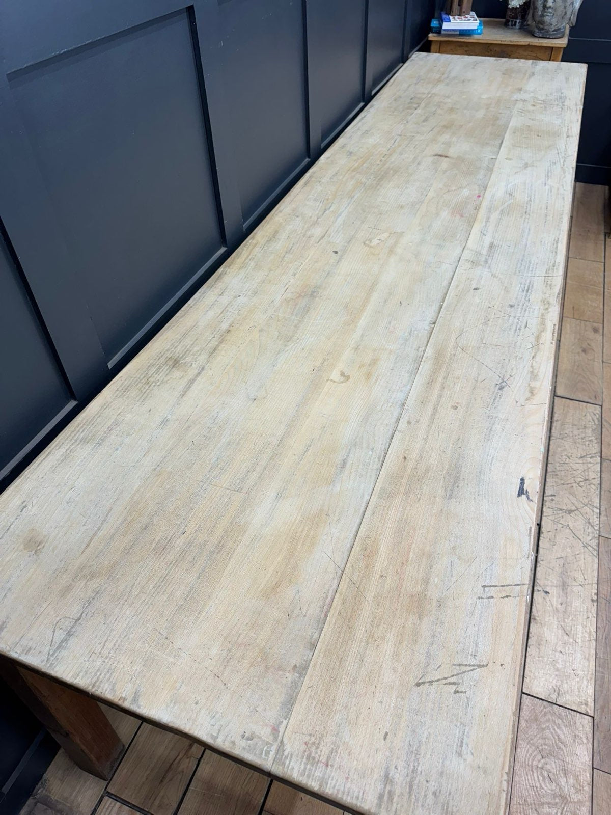 Vintage LARGE Beech Dining Table /  Long Kitchen Table / School Science Art