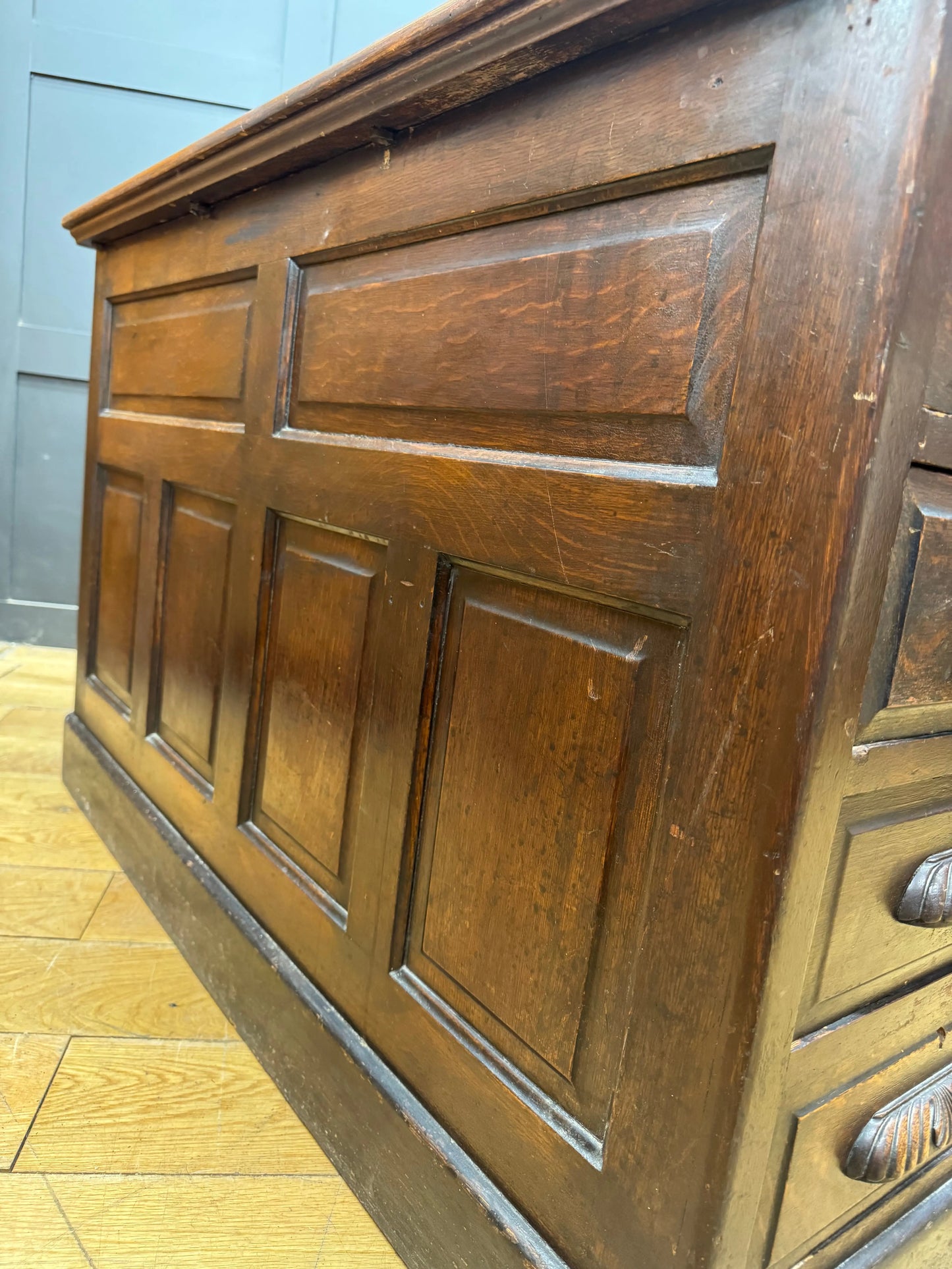Antique Oak Partners Desk Large Double Sided Pedestal Desk Station Masters