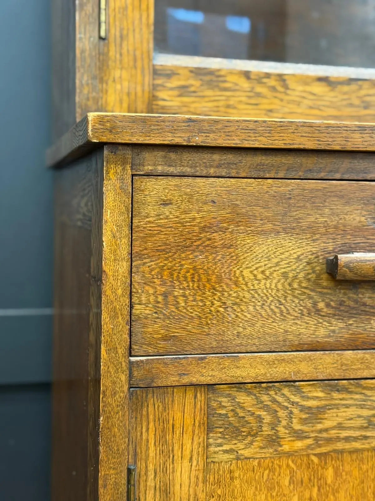 Antique Oak School Science Cabinet Glazed Display Bookcase Cupboard Pantry RUSTIC WAREHOUSE NORFOLK