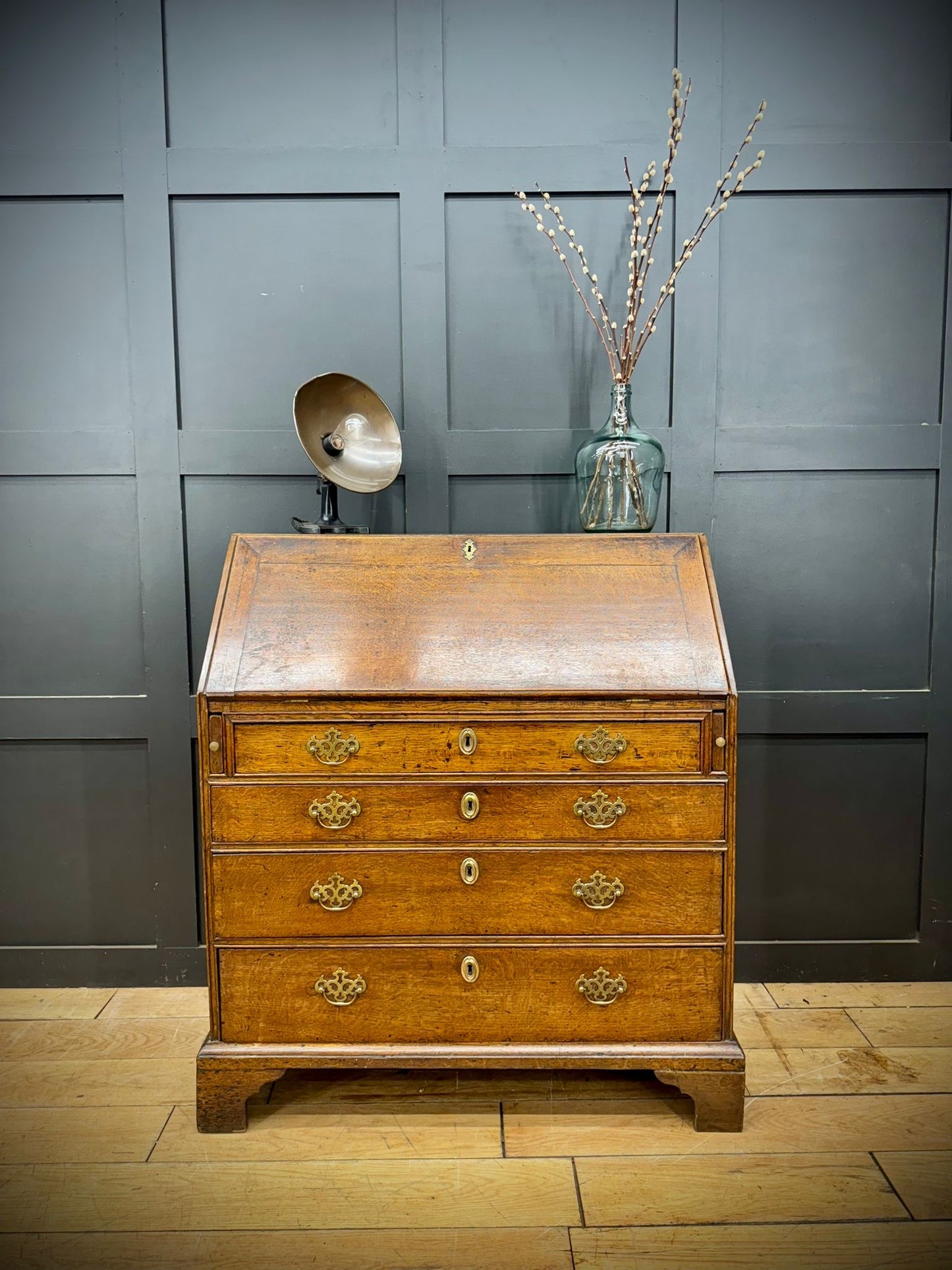 Georgian Oak Bureau Desk / Writing Desk / Hall Sideboard