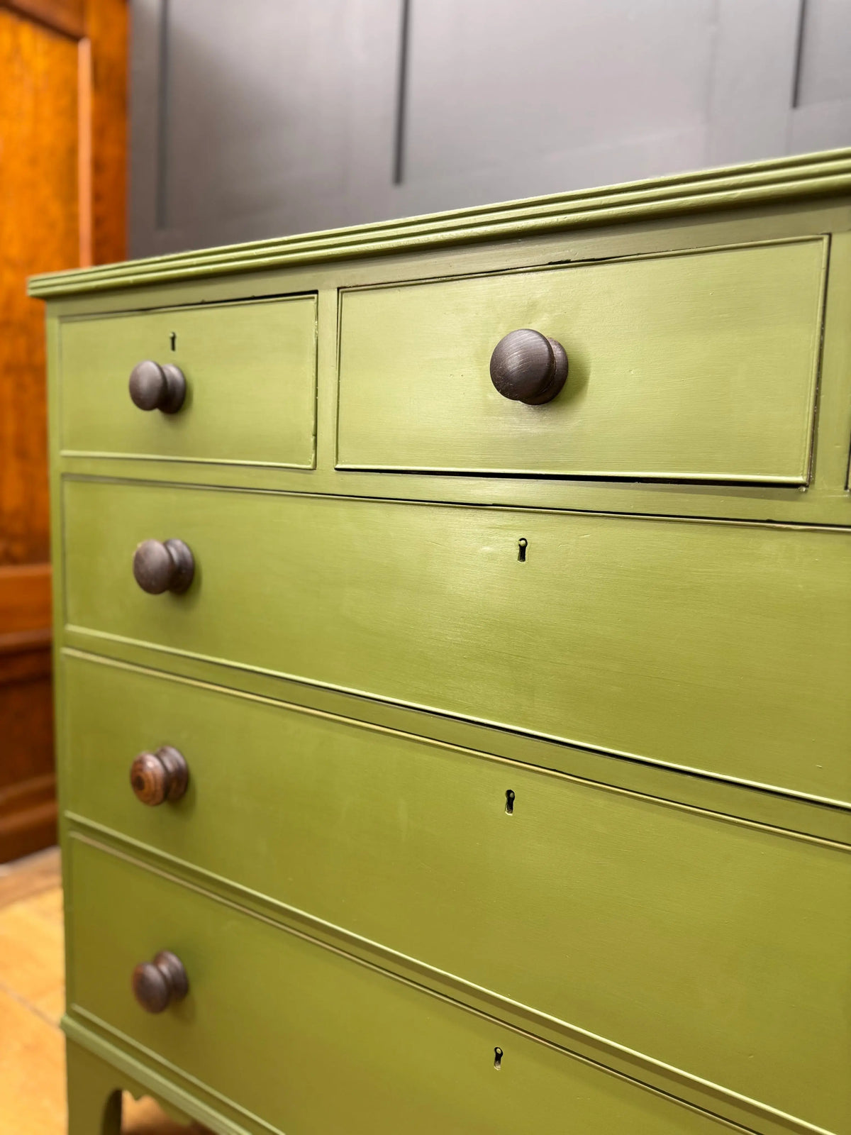 Antique Chest of Drawers Large Vintage Bedroom Storage Green Painted  Drawers