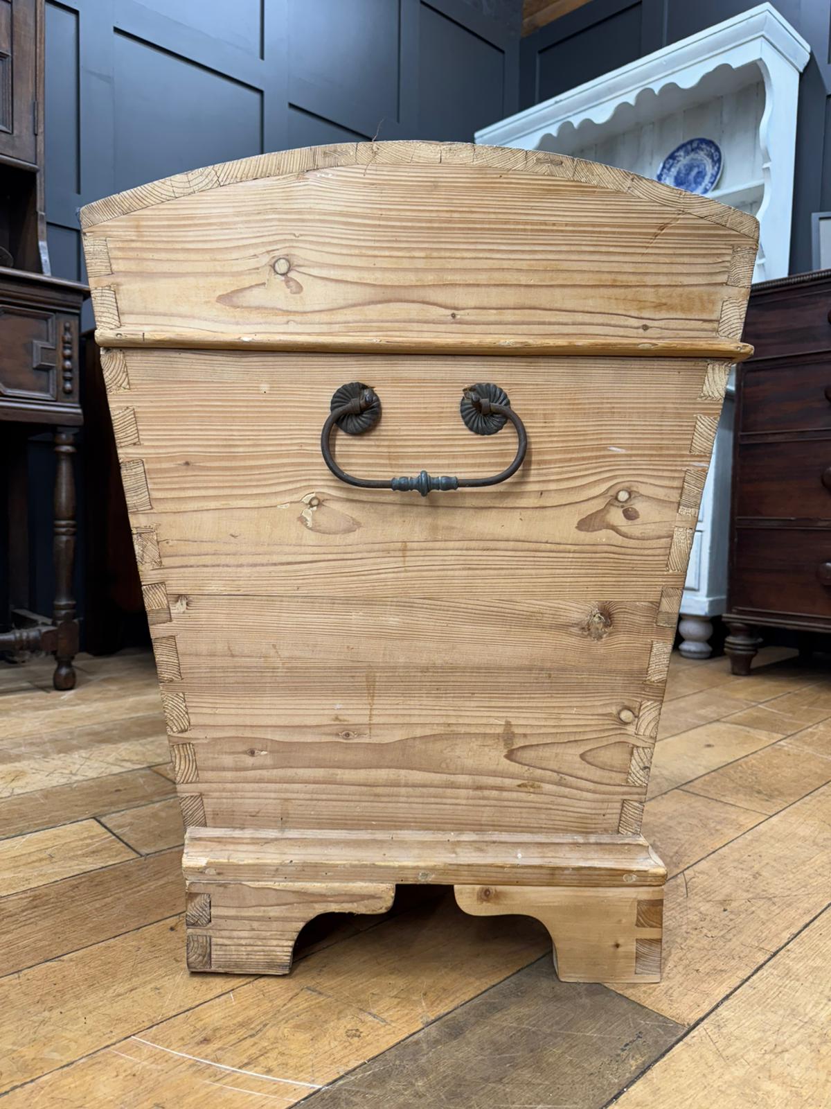 Antique Swedish Pine Dome-Top Blanket Chest / Trunk Bedroom Toy Shoe Storage