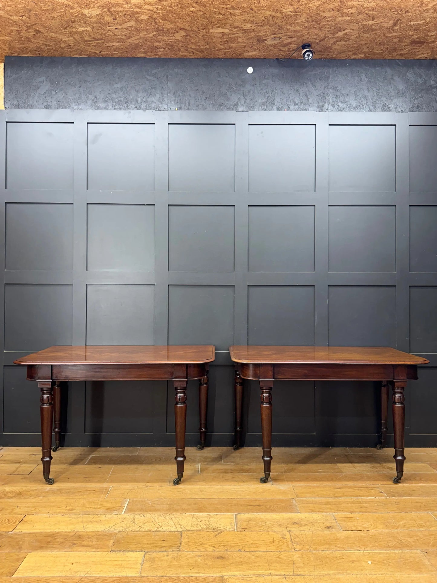 Pair Antique Mahogany Side Tables Console Hall Sofa Tables /desks on Castors