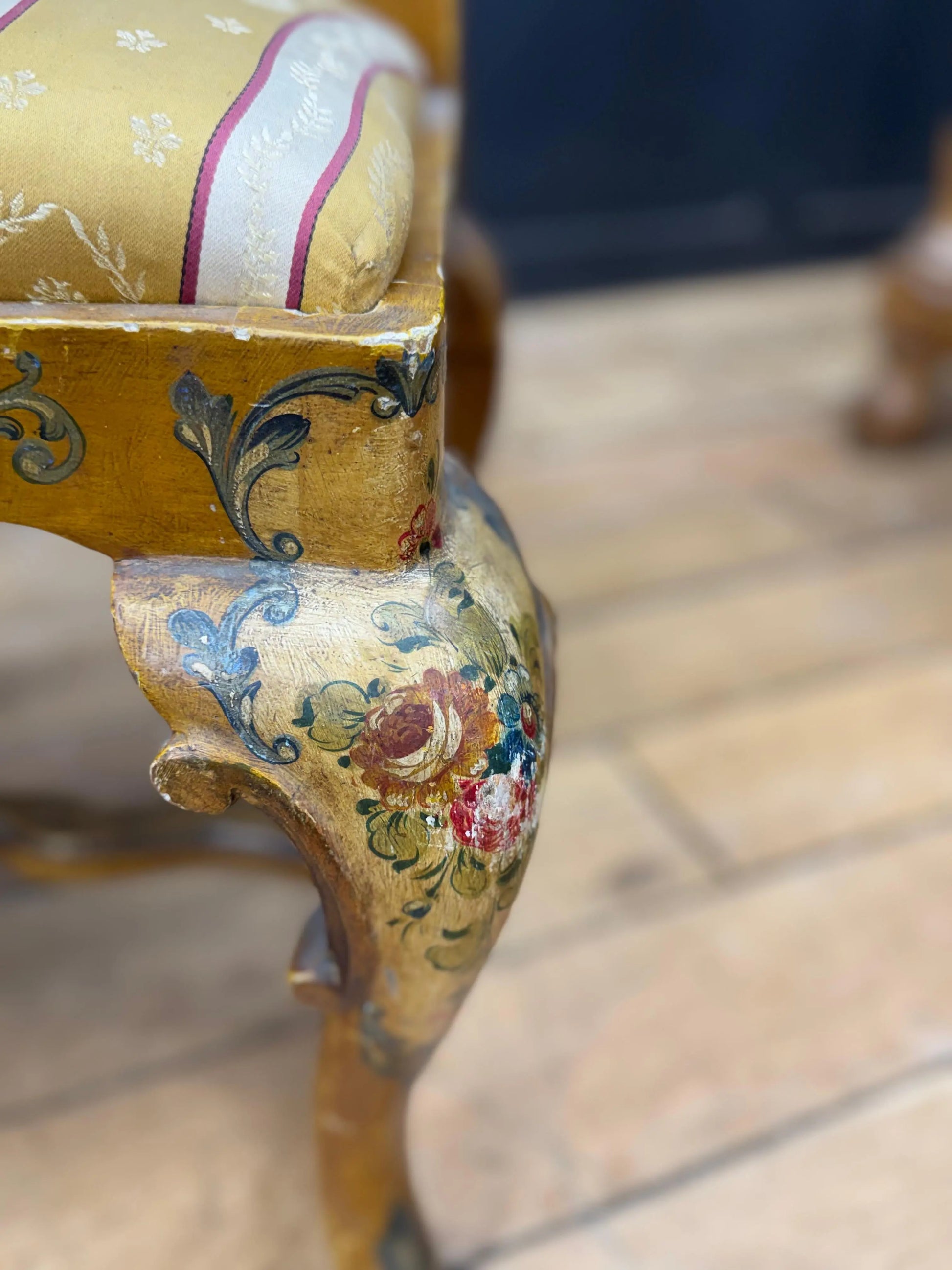 Antique Pair Italian Polychrome Painted Dining Chairs Accent Chairs Venetian RUSTIC WAREHOUSE NORFOLK