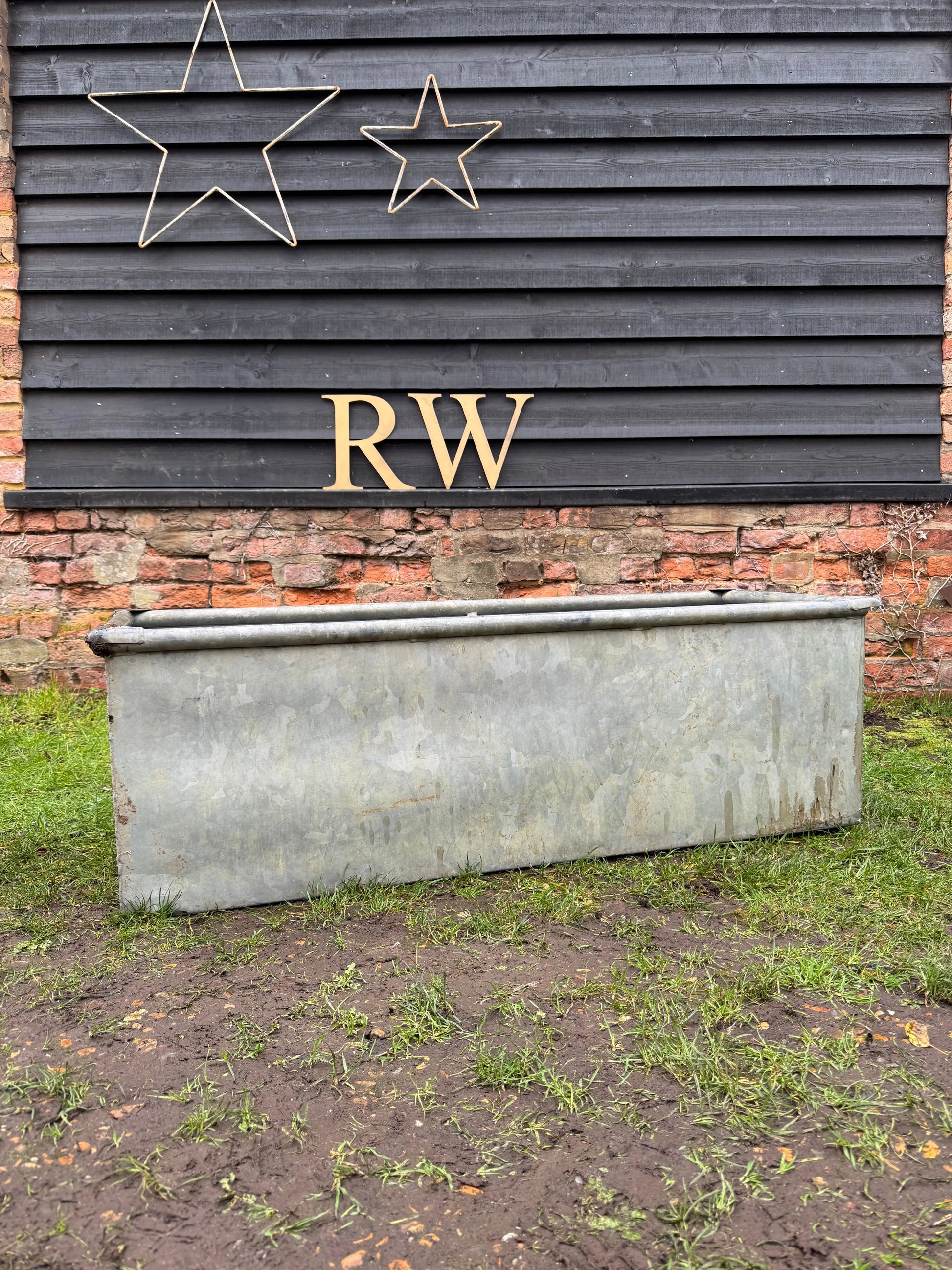 Vintage Galvanised Trough Planter 129cm /Raised Flowerbed Plant Tree Pot Pond Z7 RUSTIC WAREHOUSE NORFOLK
