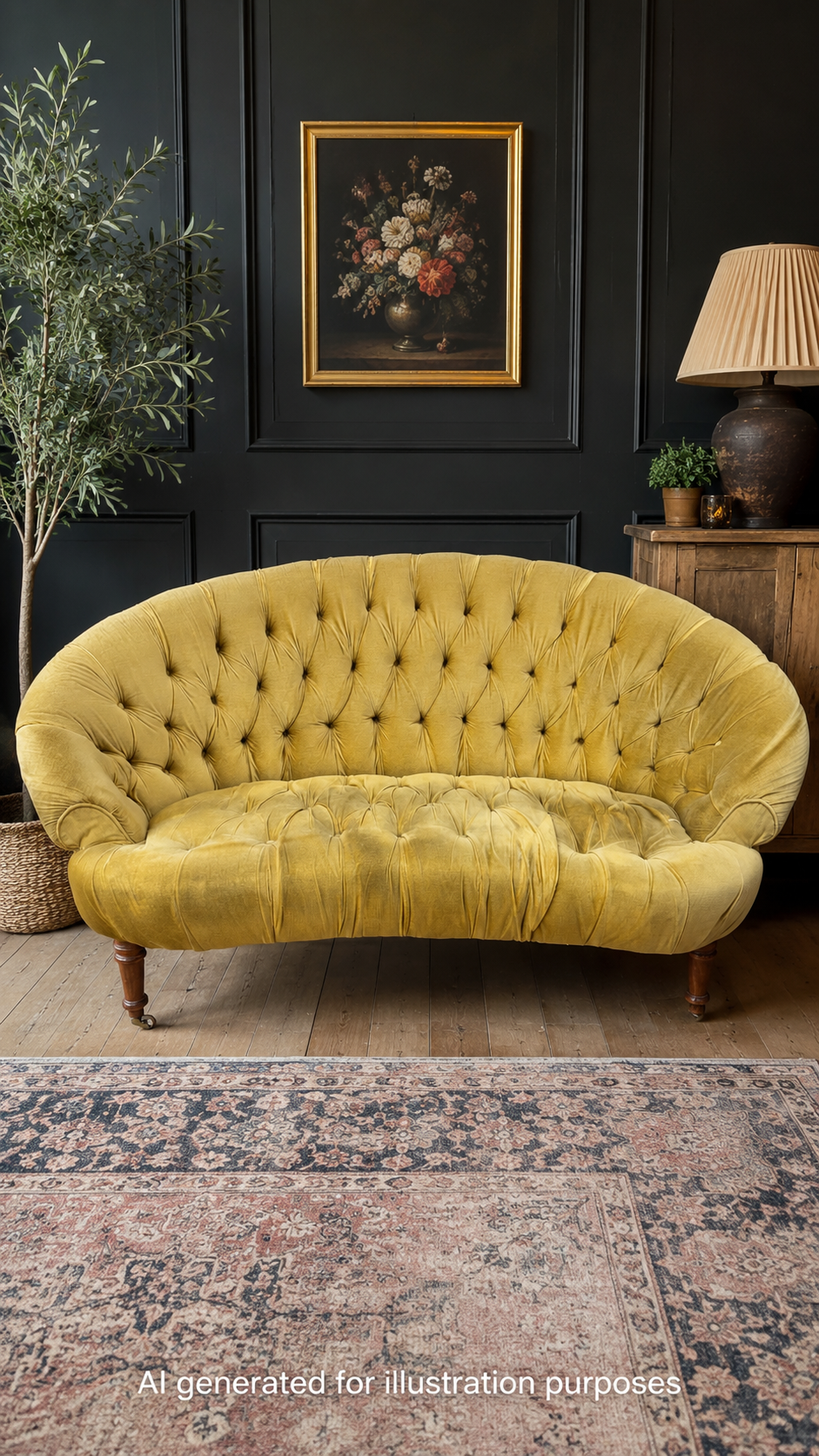 Victorian Style Button Back Sofa Settee Couch 2 Seater Dralon Castors Clam Back