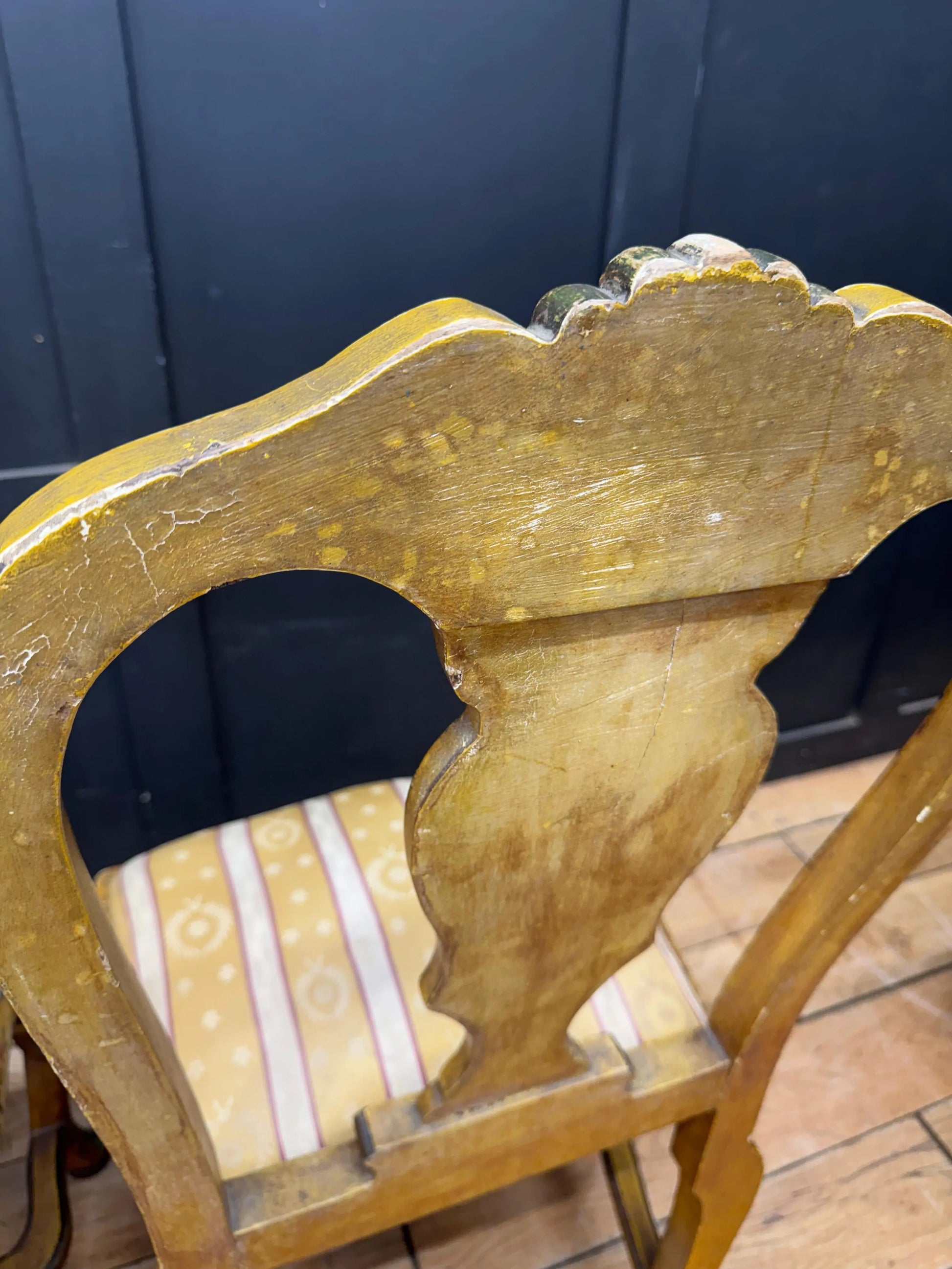 Antique Pair Italian Polychrome Painted Dining Chairs Accent Chairs Venetian RUSTIC WAREHOUSE NORFOLK