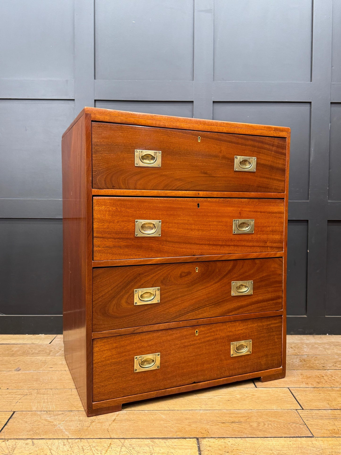 Antique Campaign Military Chest of Drawers Solid Mahogany Ship Drawers