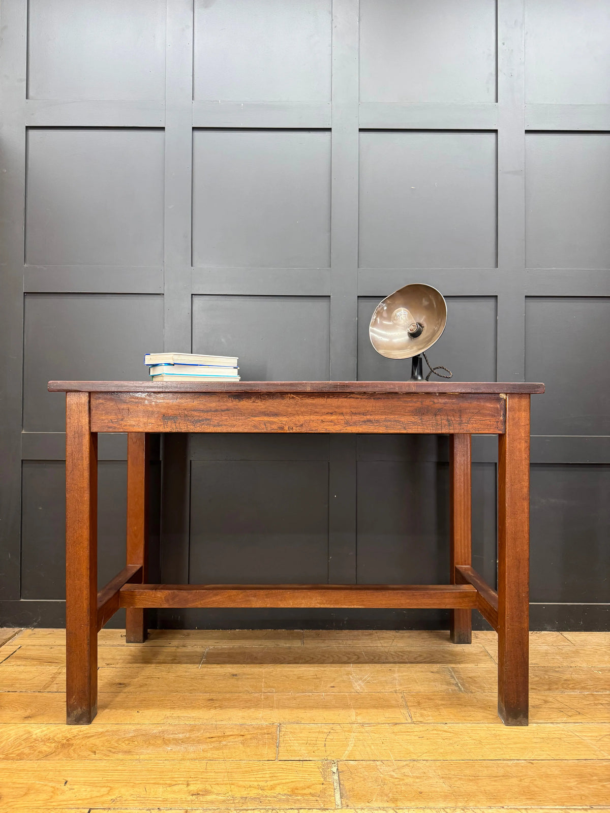 Vintage School Lab Bench Iroko Top Beech Frame Kitchen Island Prep Table Desk