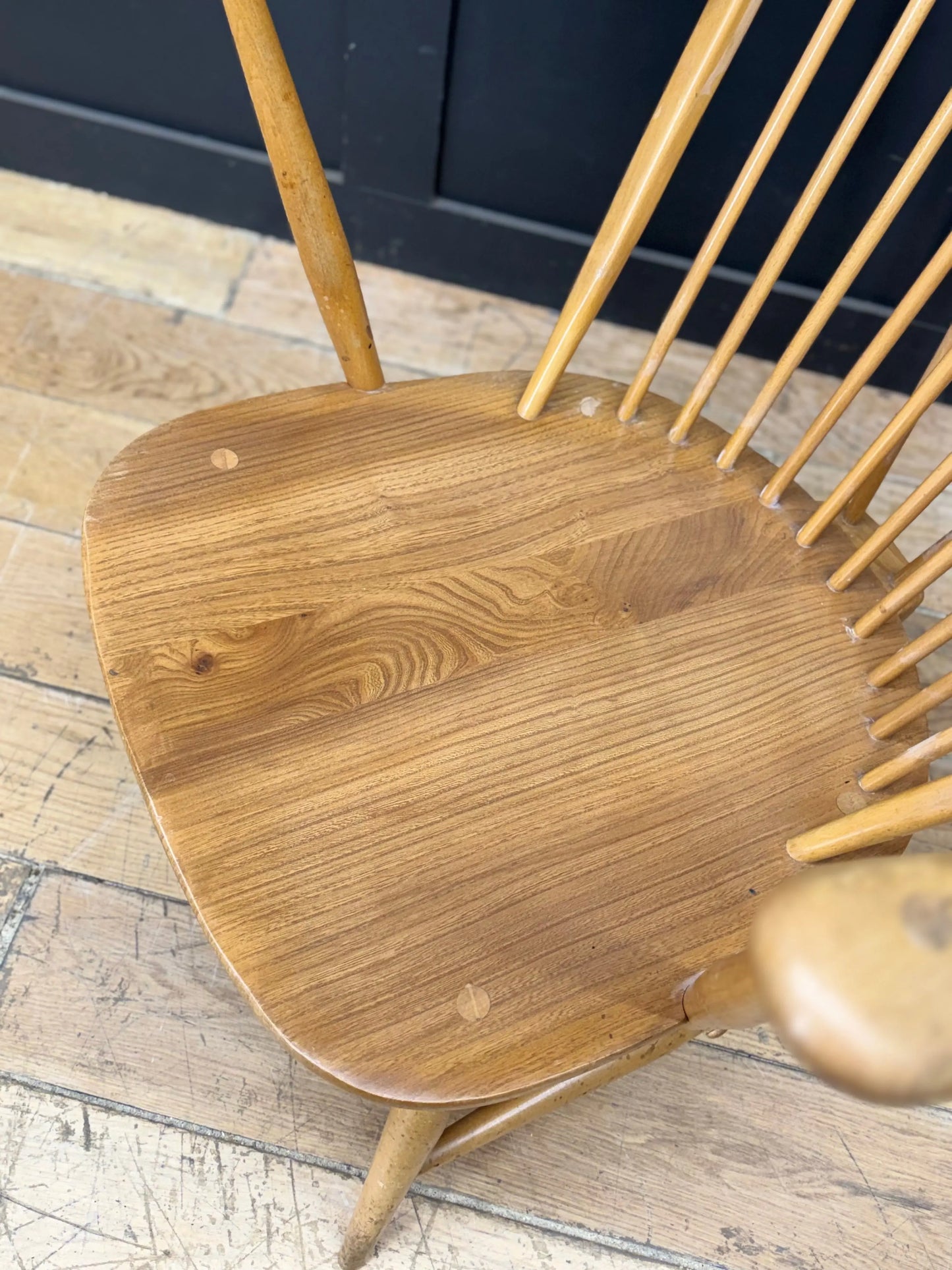 Vintage Ercol 317 Grandfather Chair Mid Century Retro Elm Windsor Armchair