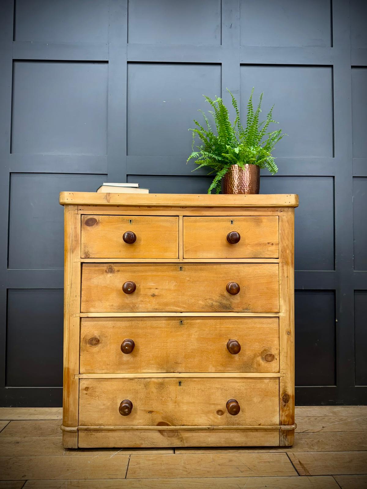Victorian Pine Chest of Drawers – Antique 19thC Rustic Storage