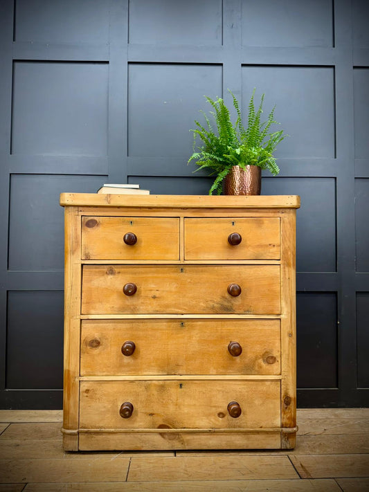 Victorian Pine Chest of Drawers – Antique 19thC Rustic Storage