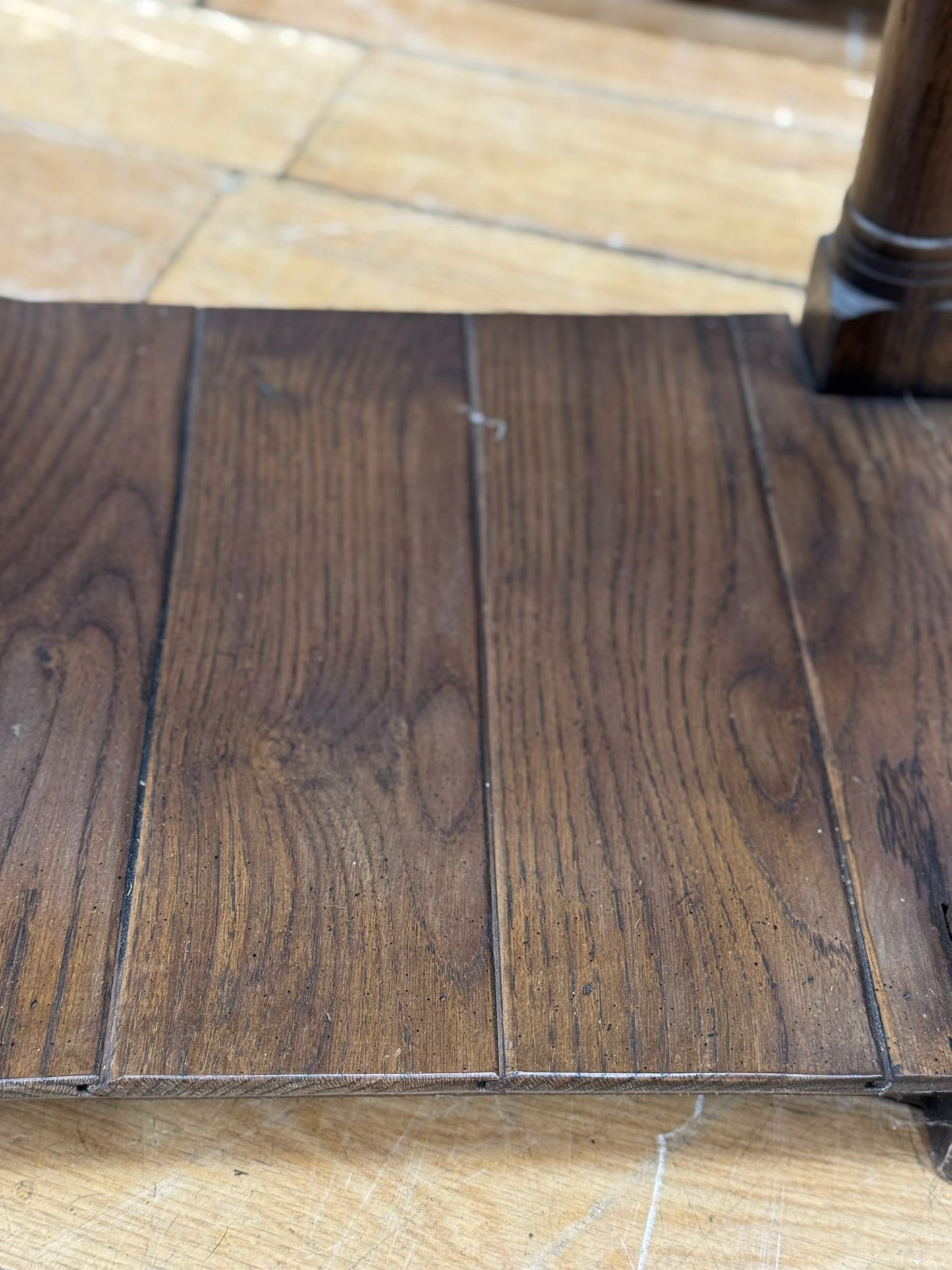 Large Vintage Oak Console Table – 3 Drawer Rustic Farmhouse Hall Sideboard