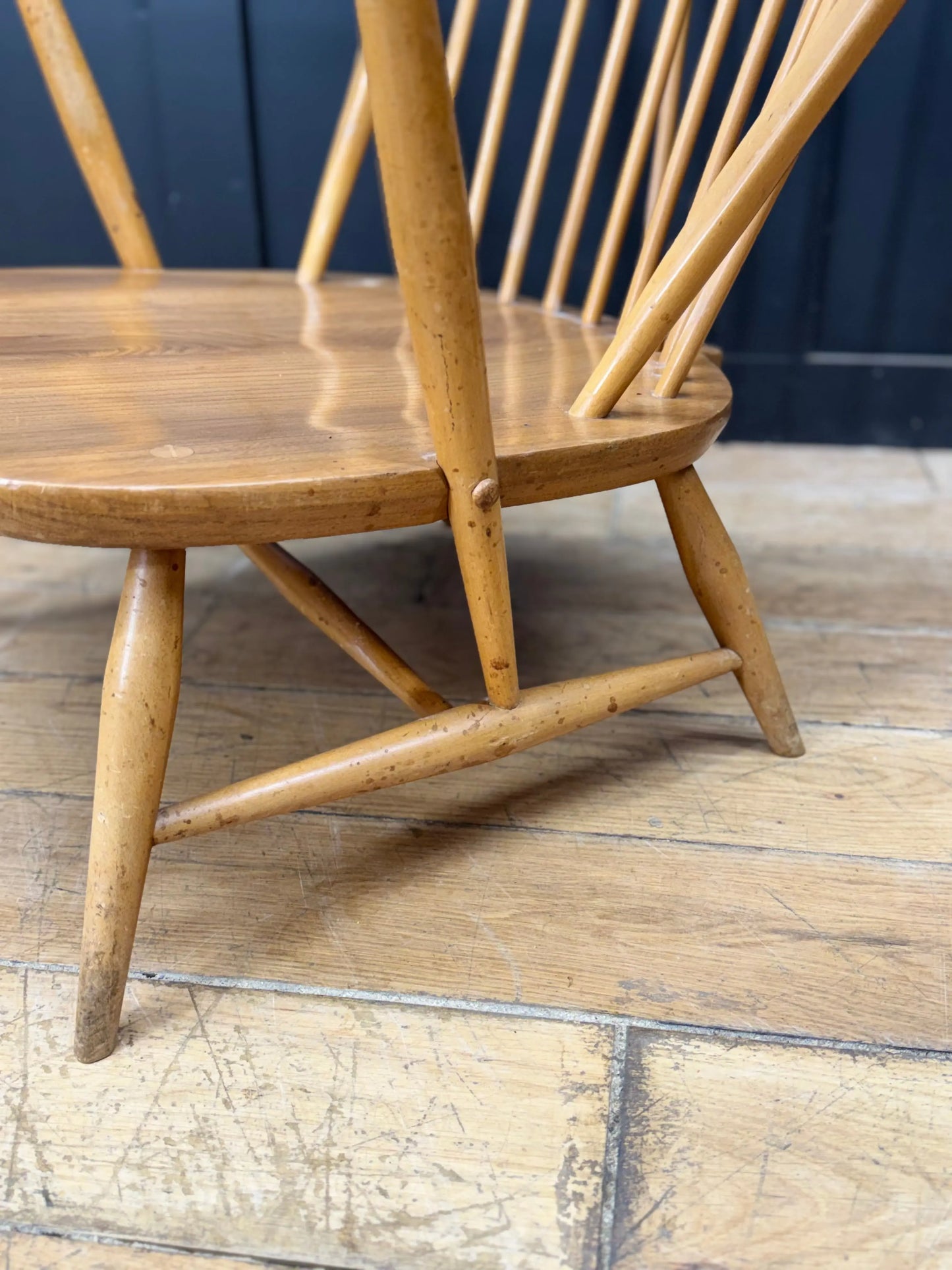 Vintage Ercol 317 Grandfather Chair Mid Century Retro Elm Windsor Armchair