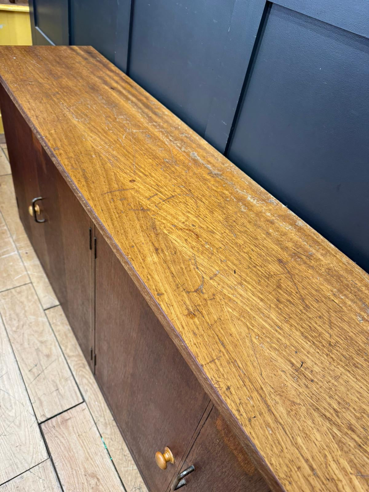 Vintage School Science Cupboard Iroko Top Industrial Mid Century Sideboard