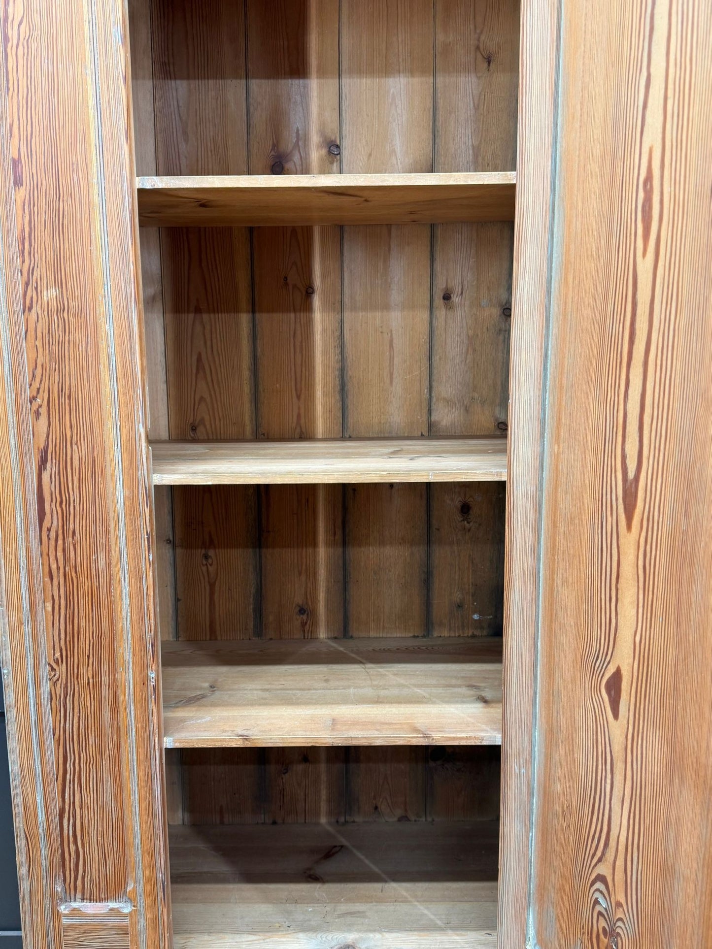 Victorian Pitch Pine Linen Cupboard / Pantry Storage Cabinet