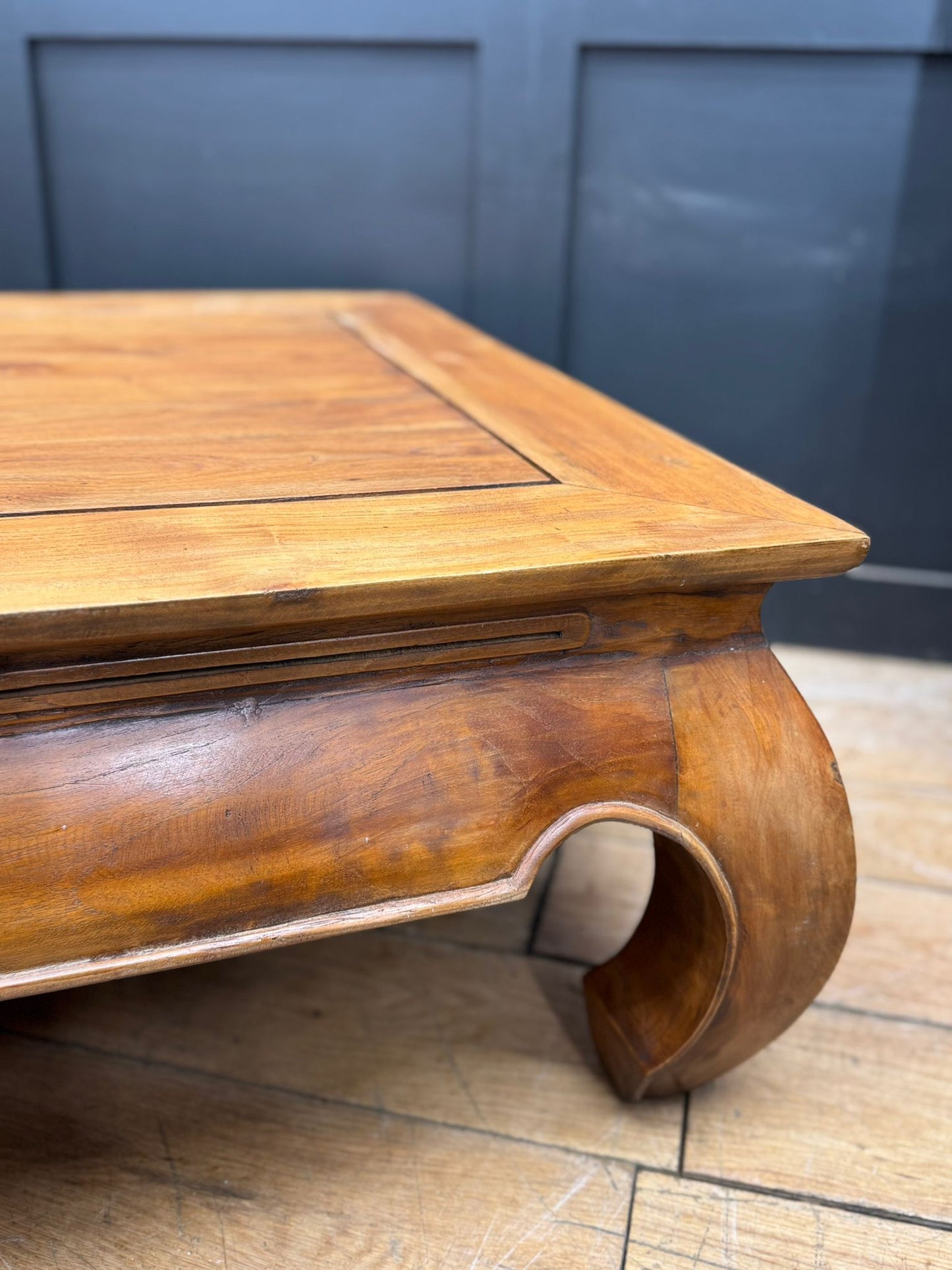 Large Vintage Elm Kang Coffee Table – Low Eastern Supper Table