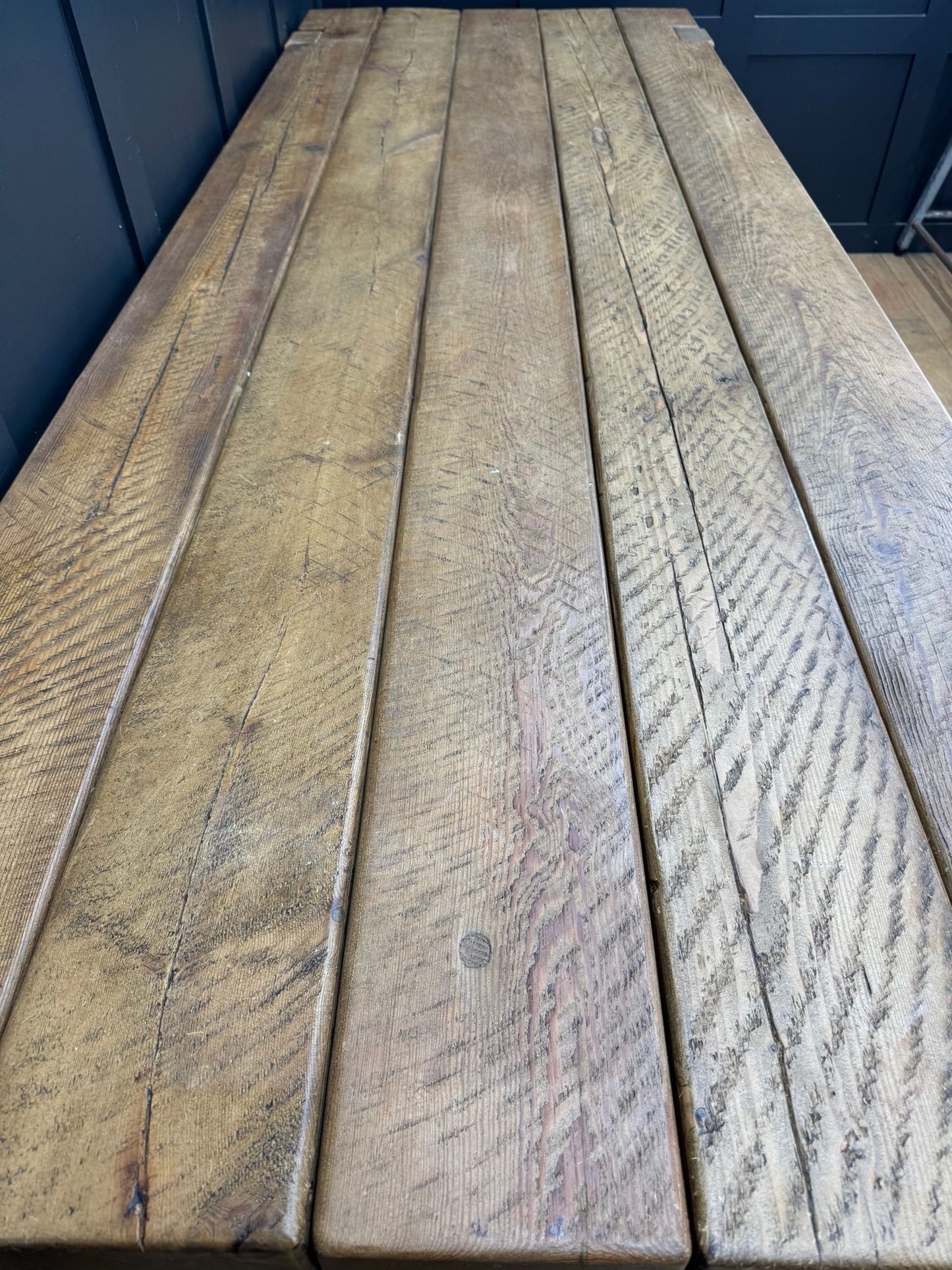 Huge Reclaimed Pine Farmhouse Refectory Dining Kitchen Table – 274cm