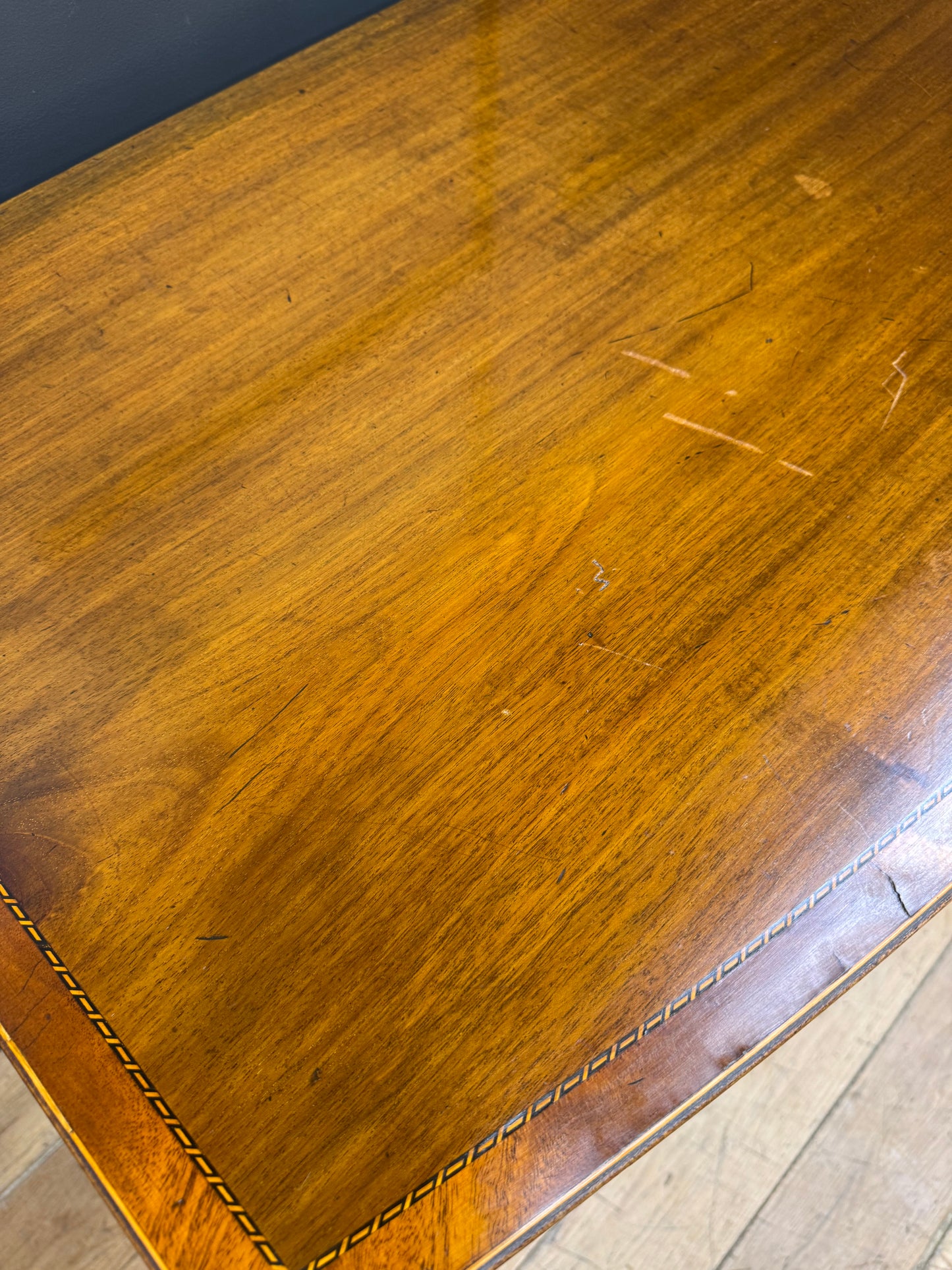 Edwardian Mahogany Bowfront Sideboard Console Table Inlaid 3 Drawer