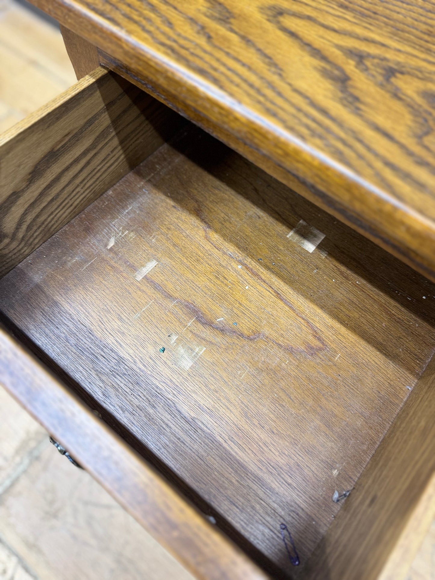 Old Charm Oak Bedside Cabinet 3 Drawer Chest of Drawers Wood Bros Vintage