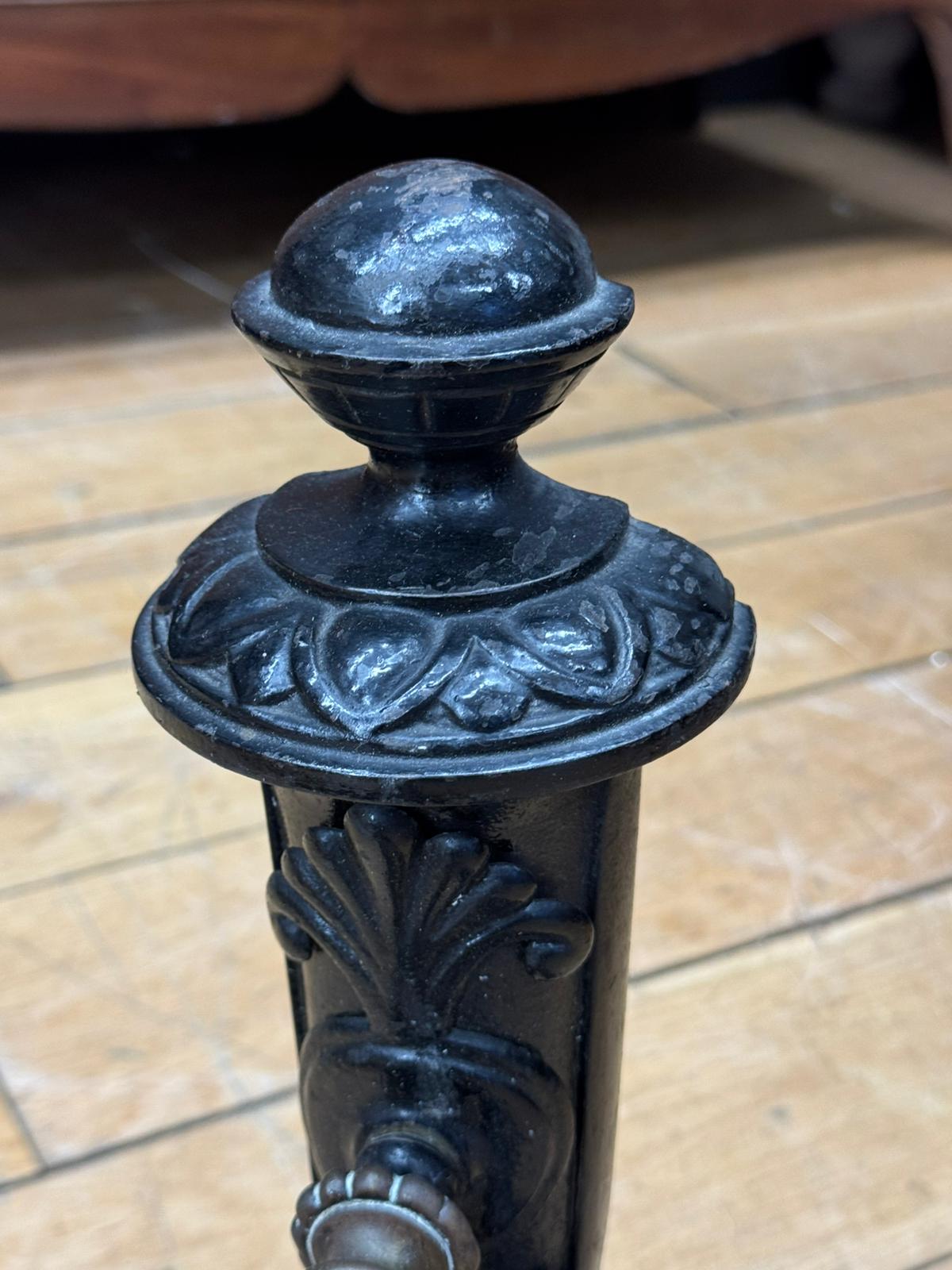 Antique Fireplace Fender – Iron & Brass Griffin Ends Victorian Hearth Guard