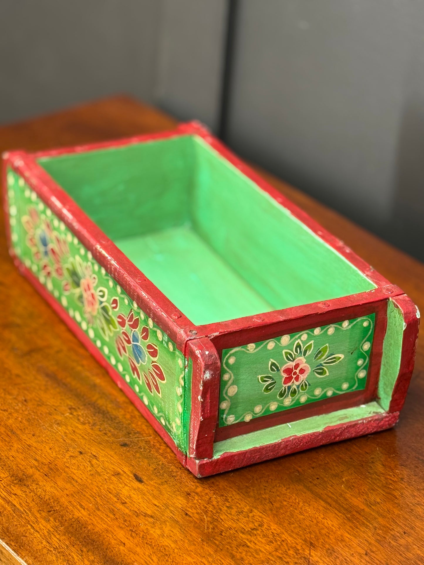 Rustic Wooden Painted Brick Mould / Decorative Herb Planter / Storage Box Tray