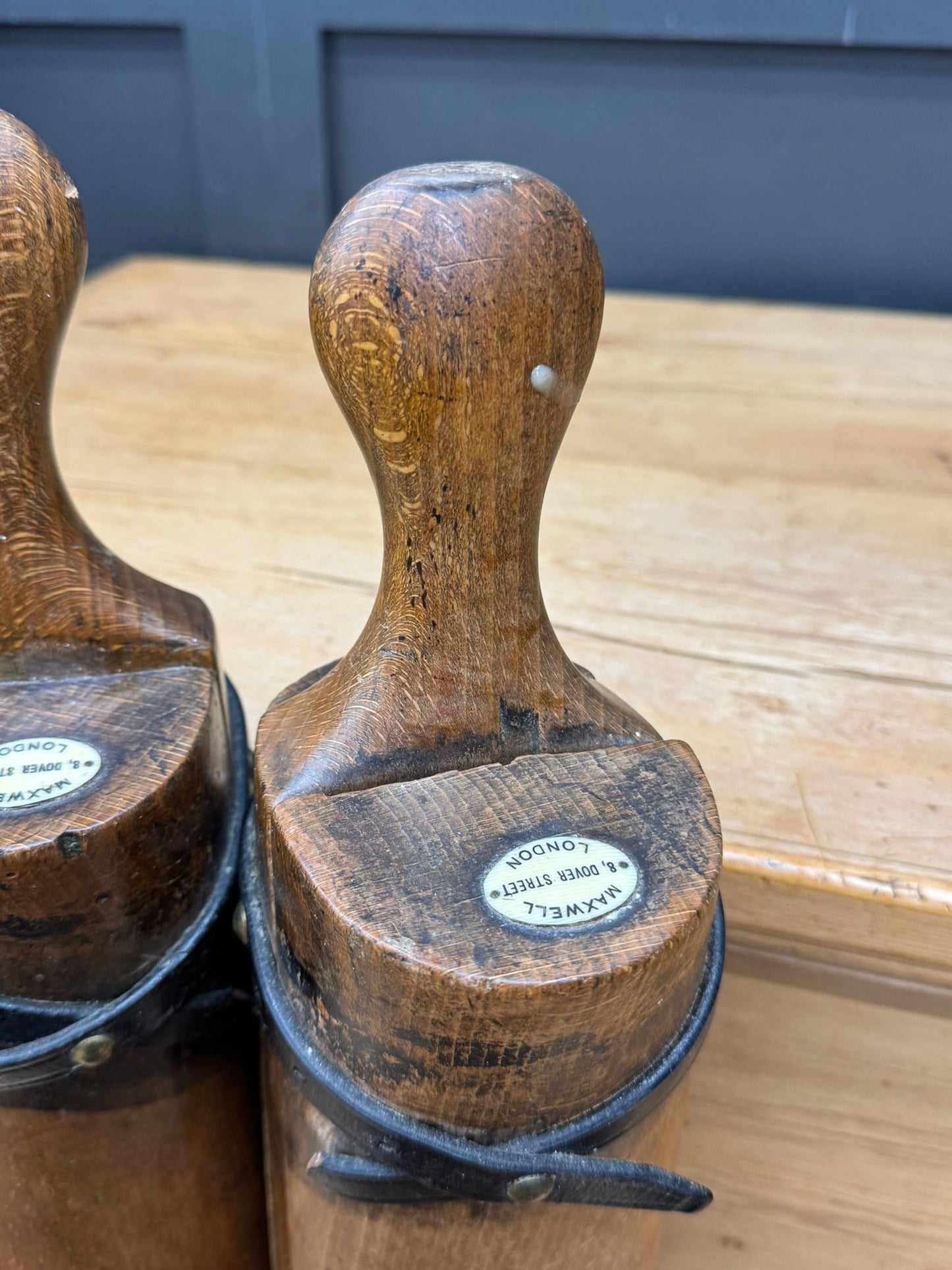 Antique English Beech Boot Trees Stretchers - Maxwell 8 Dover Street London